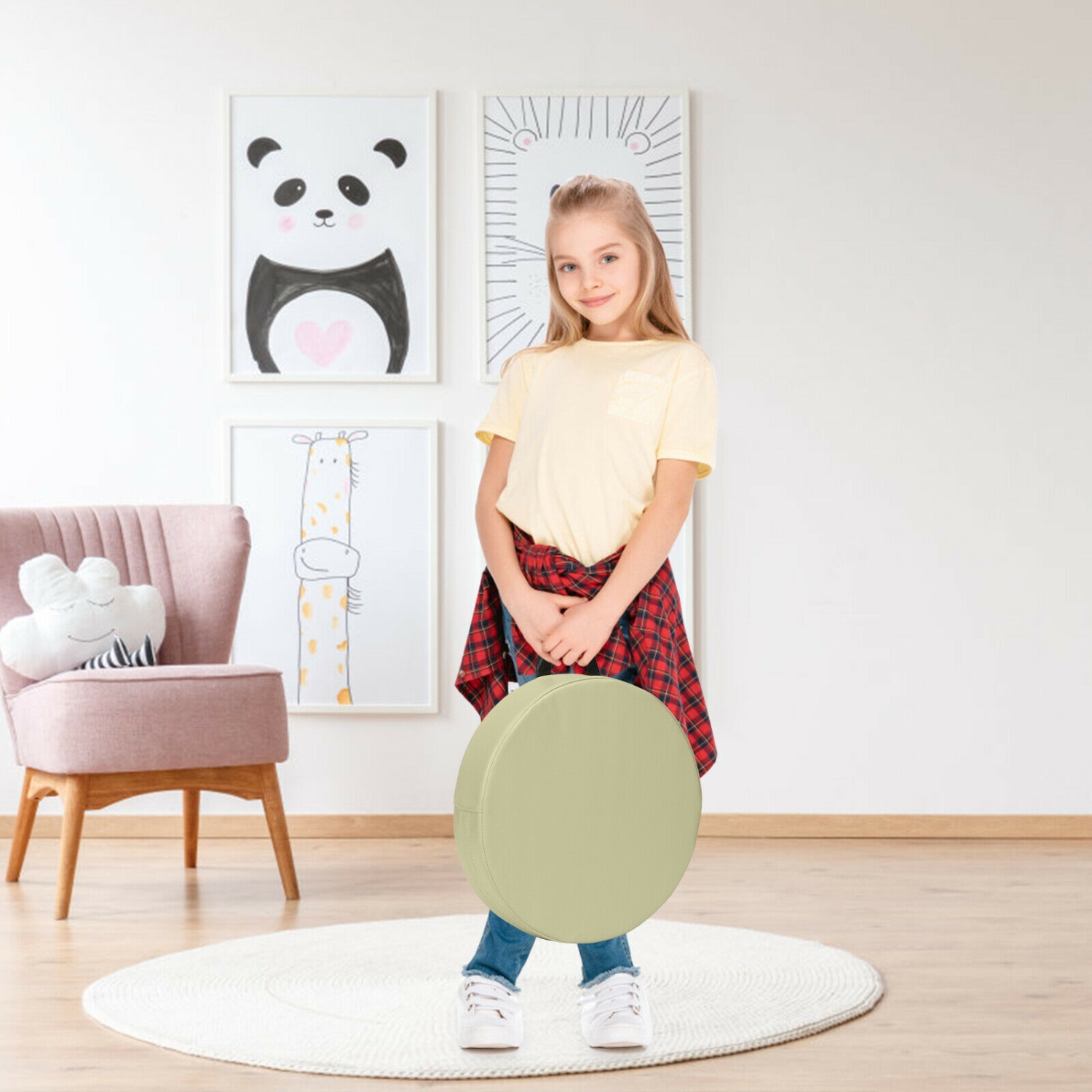 6 pièces coussins de plancher ronds de 15 po pour jeune enfant - Bleu