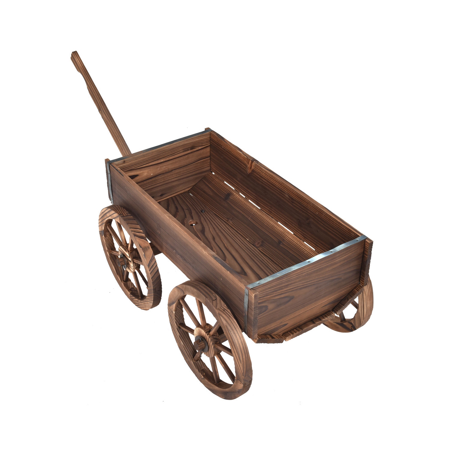 Wood Wagon Planter Pot Stand with Wheels