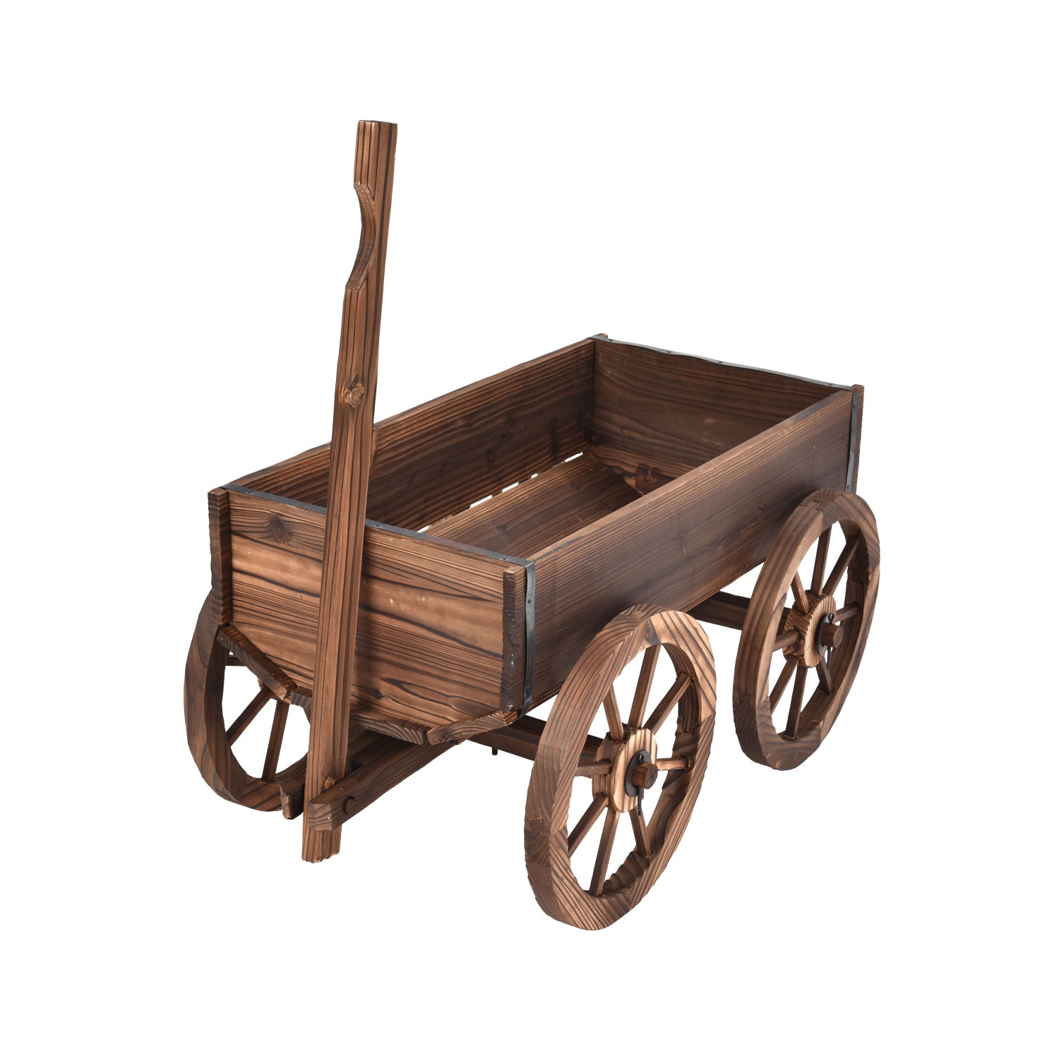 Wood Wagon Planter Pot Stand with Wheels
