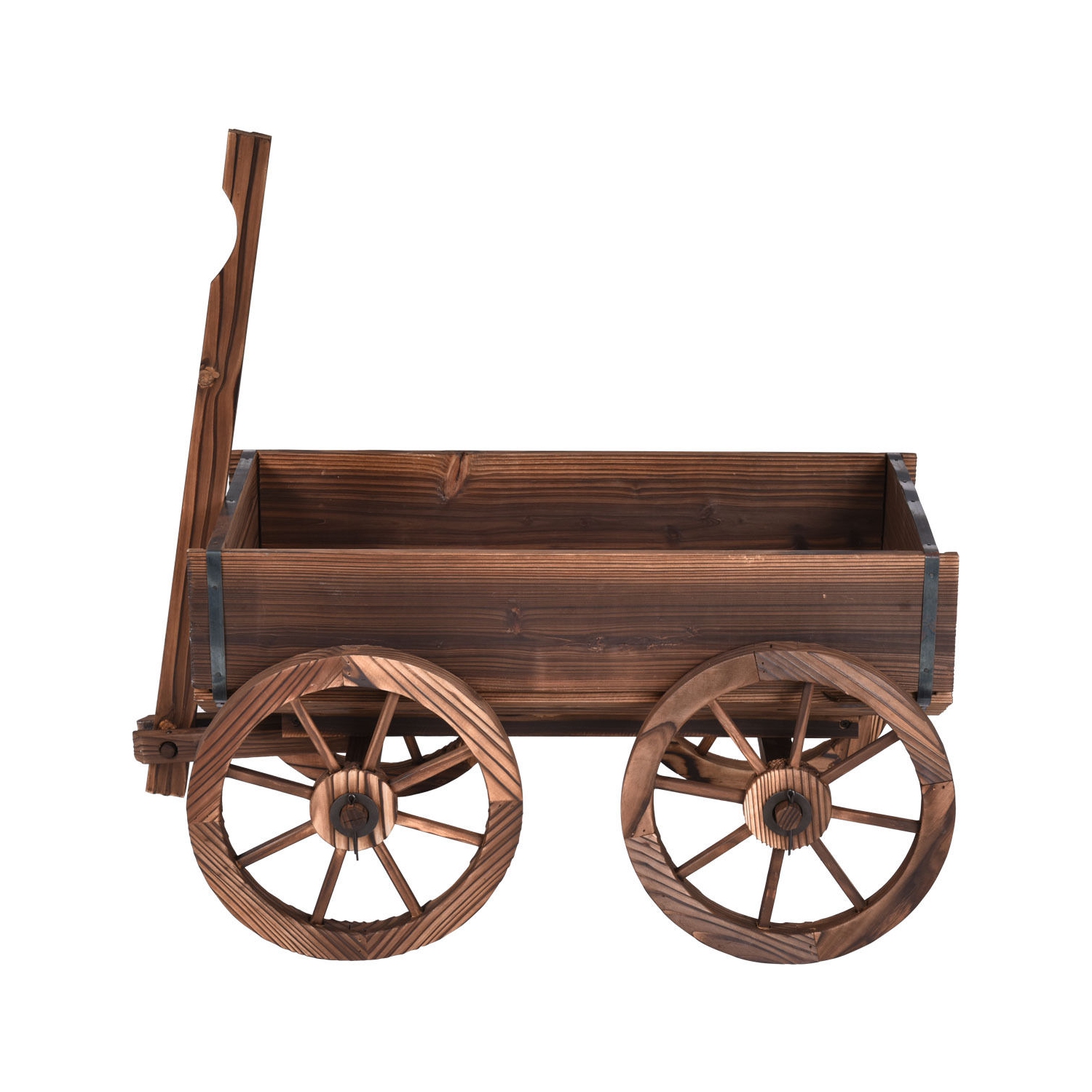 Wood Wagon Planter Pot Stand with Wheels