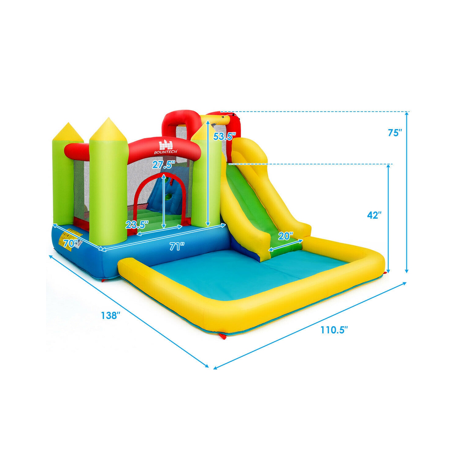 Gymax Outdoor Inflatable Bounce House Water Slide Climb Bouncer Pool