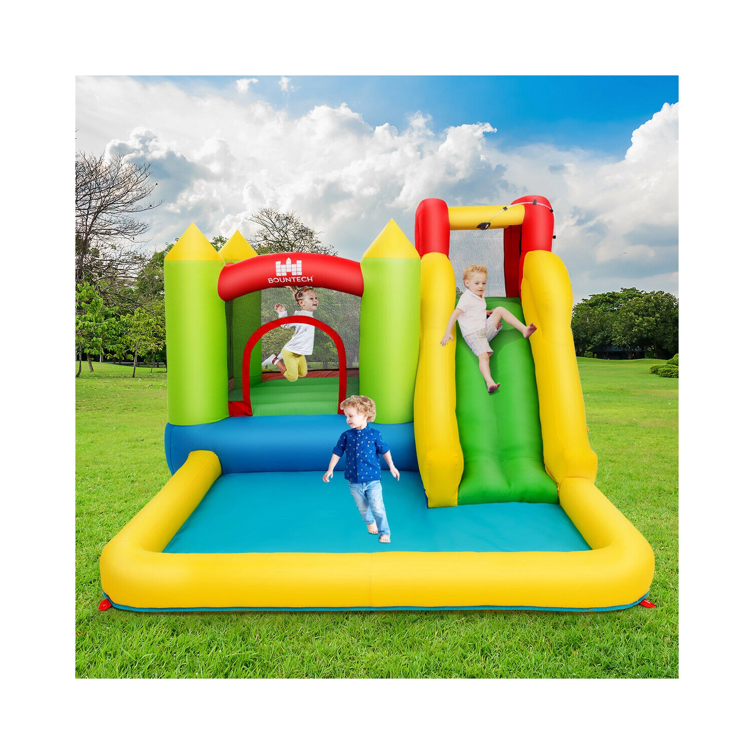 Gymax Outdoor Inflatable Bounce House Water Slide Climb Bouncer Pool