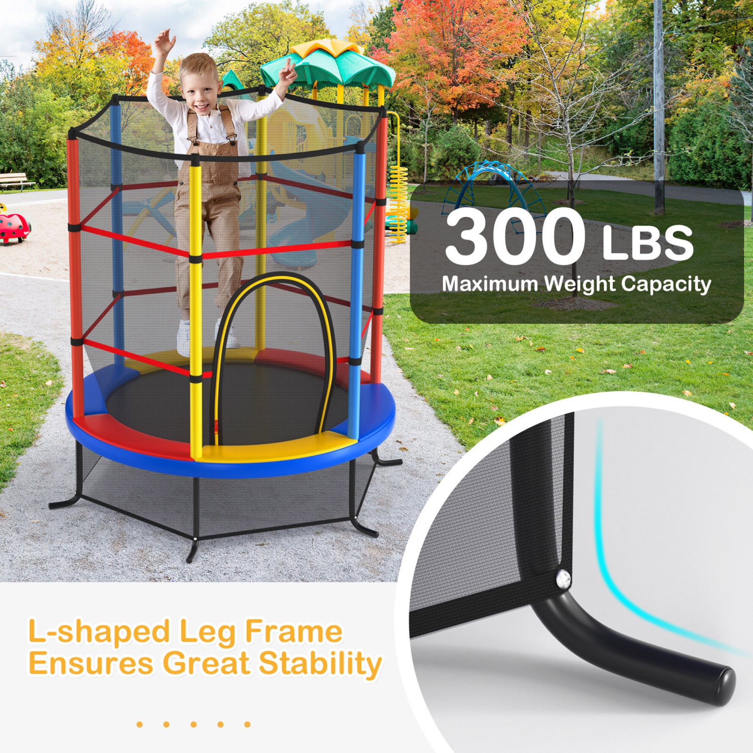 Gymax 55'' Trampoline for Kids Toddler Recreational Trampoline w/ Safety Enclosure Net