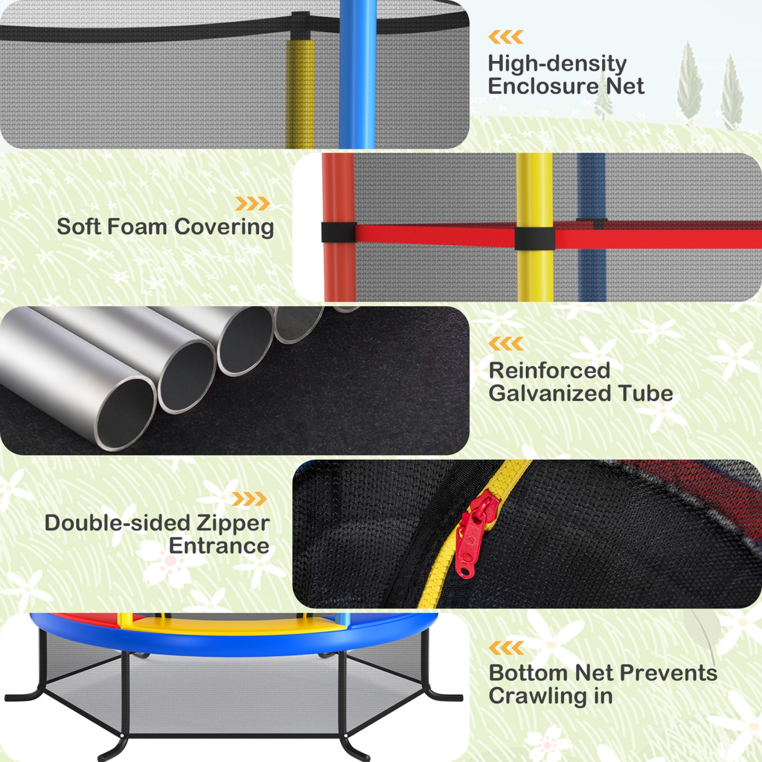 Gymax 55'' Trampoline for Kids Toddler Recreational Trampoline w/ Safety Enclosure Net