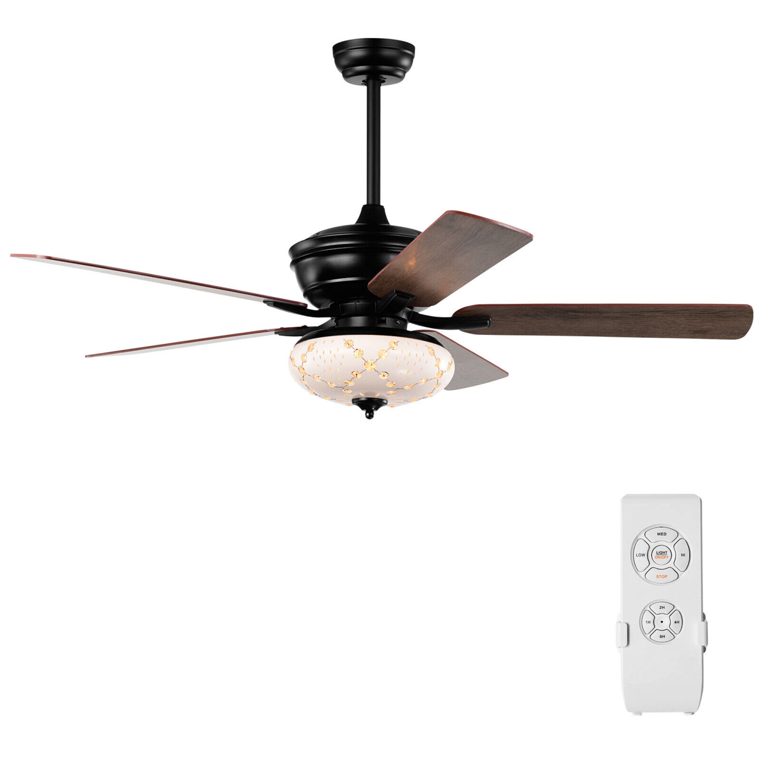 Gymax 52'' Ceiling Fan with 3 Wind Speeds 5 Reversible Blades & Remote Control