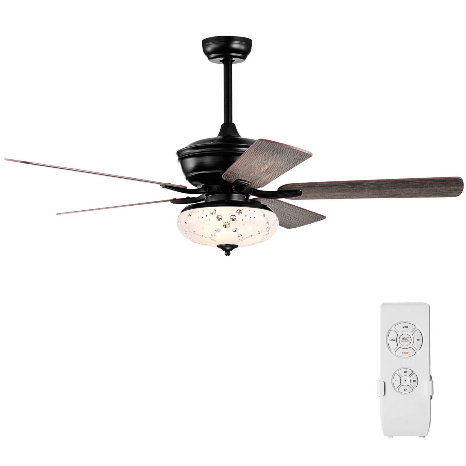 Marque Gymax Ventilateur 132 cm de Plafond avec 3 Vitesses de Ventilation 5 Pales Réversibles & Télécommande
