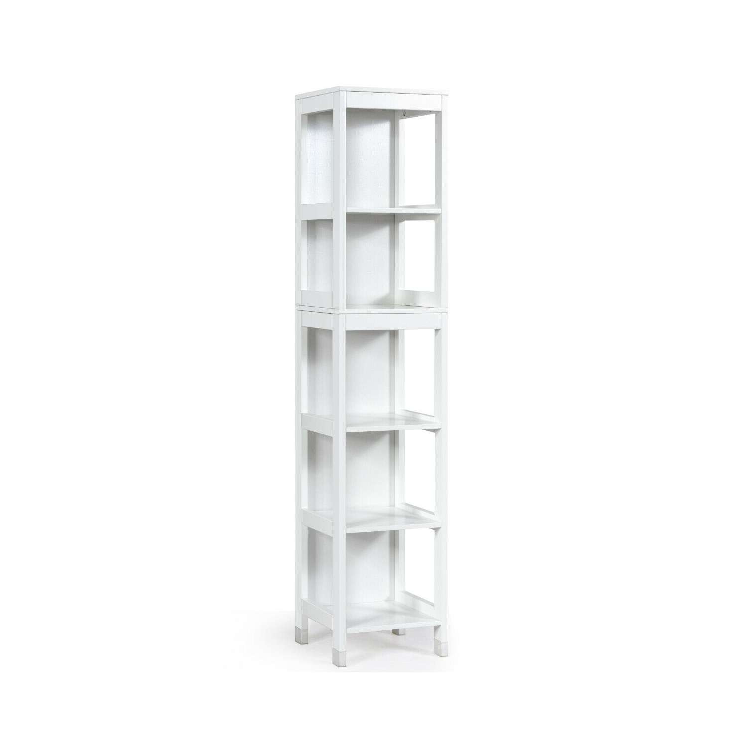 Gymax Bathroom Floor Cabinet Multifunctional Storage Organizer 5Tier Shelves&2 Drawers