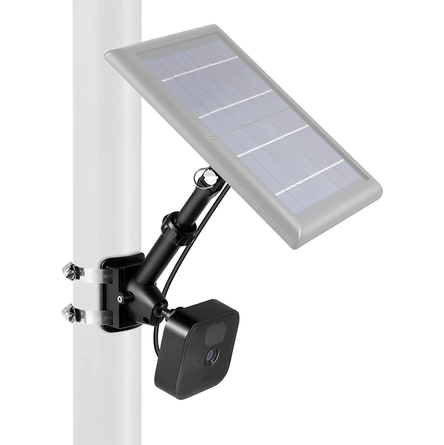 2-in-1 Universal Pole Mount for Camera & Solar Panel Compatible with Wyze, Blink, Ring, Arlo, Eufy Camera (Black)