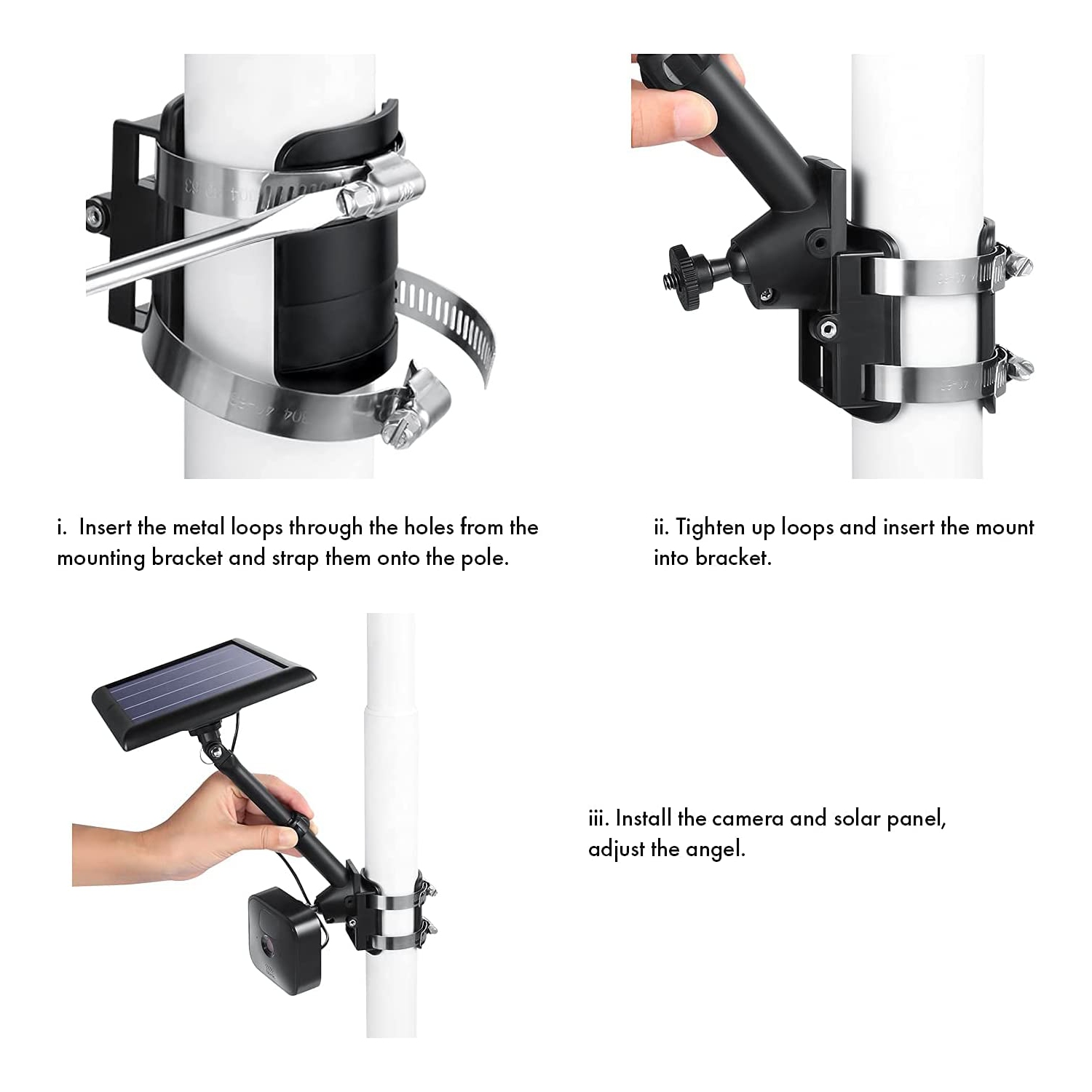 2-in-1 Universal Pole Mount for Camera & Solar Panel Compatible with Wyze, Blink, Ring, Arlo, Eufy Camera