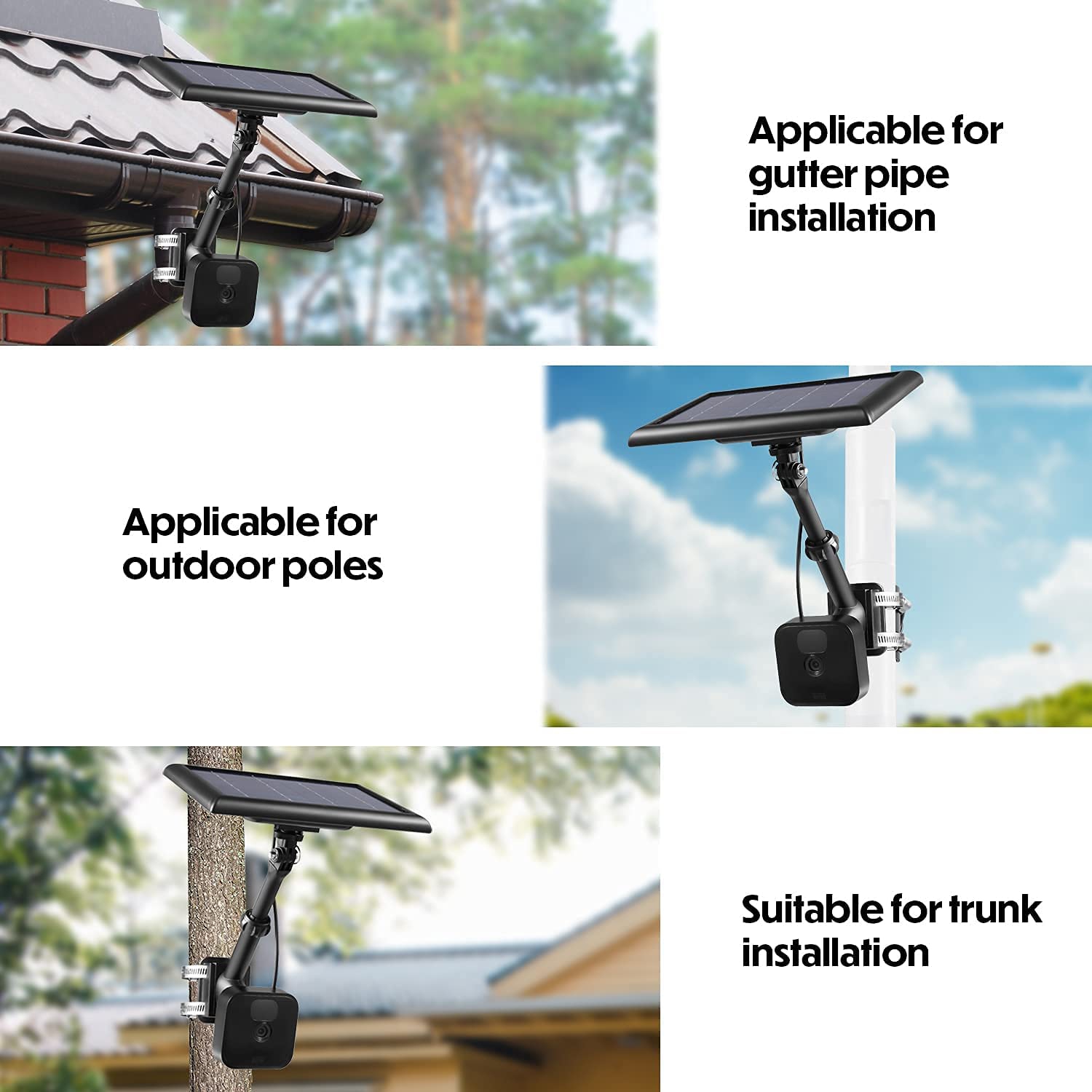 2-in-1 Universal Pole Mount for Camera & Solar Panel Compatible with Wyze, Blink, Ring, Arlo, Eufy Camera