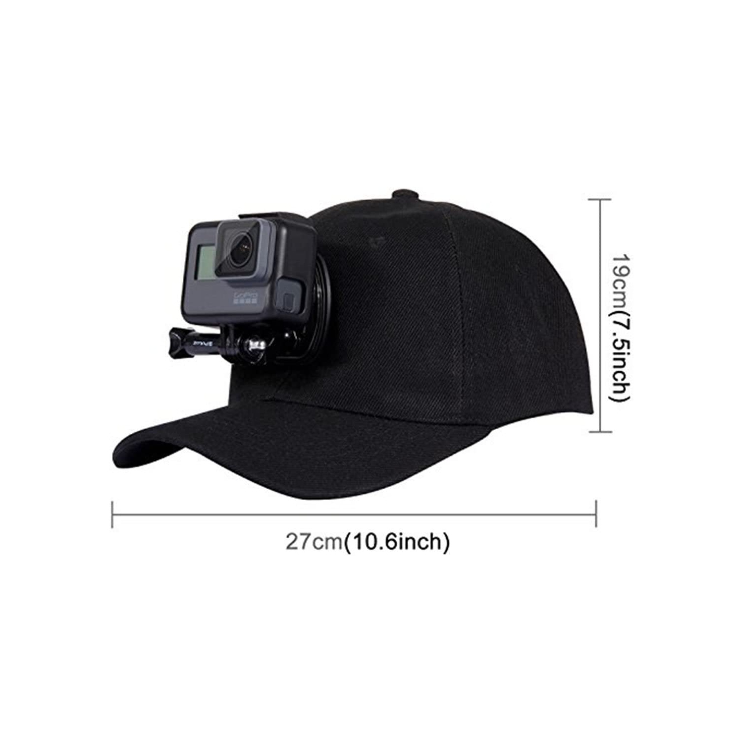 Baseball Hat Cap with Camera Holder Mount Bracket J-Hook Buckle Mount & 1/4' Screw Compatible for GoPro Hero Akaso Crosstour Campark Fitfort Garmin