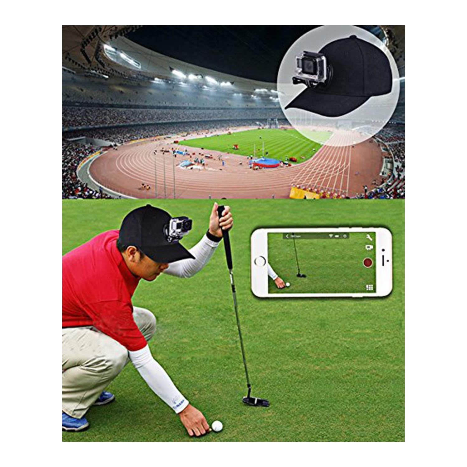 Baseball Hat Cap with Camera Holder Mount Bracket J-Hook Buckle Mount & 1/4' Screw Compatible for GoPro Hero Akaso Crosstour Campark Fitfort Garmin