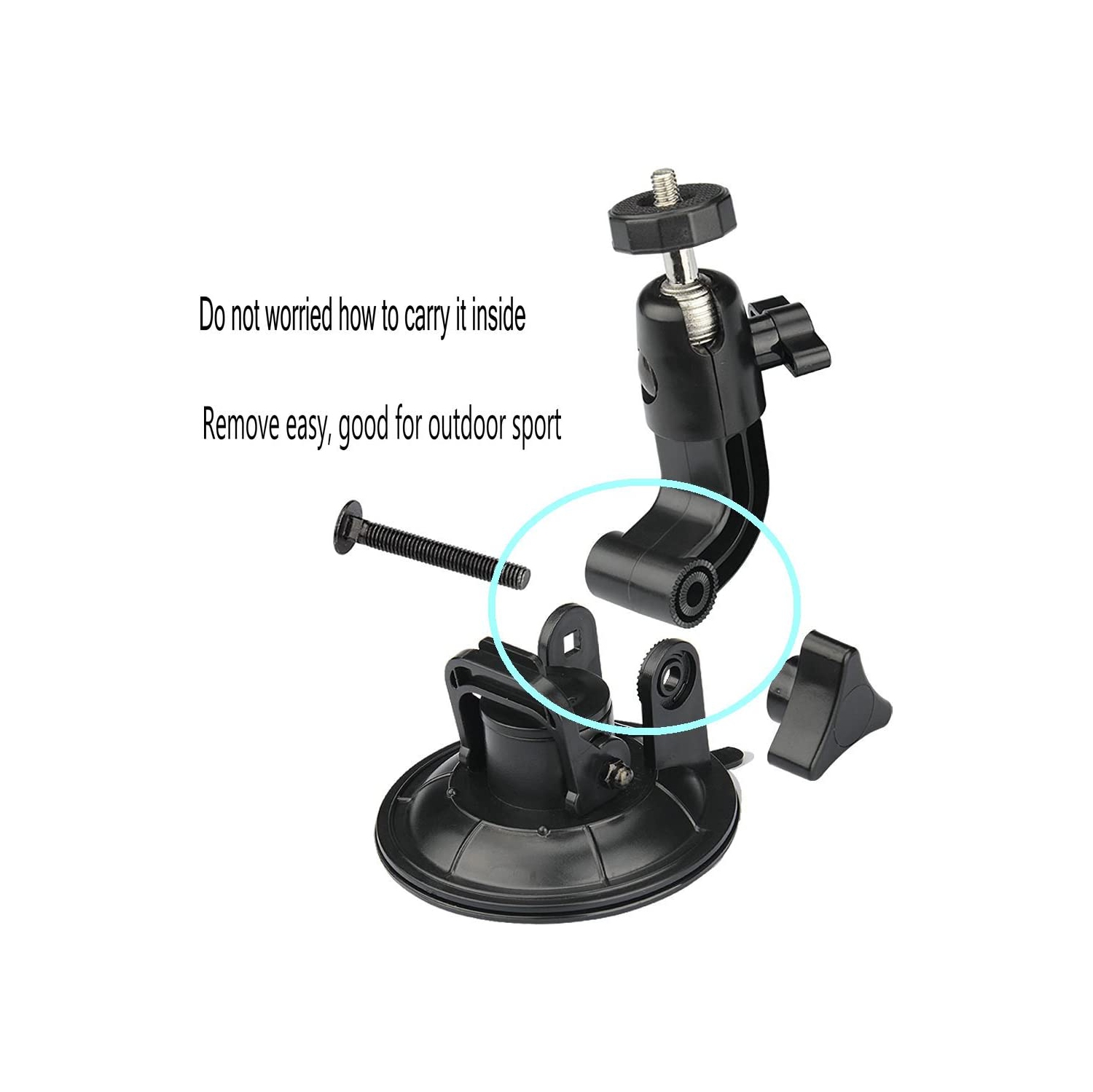 360 Degrees Rotation Suction Cup Mount+Tripod Adapter+Long Mounting Screw For Gopro Windshield Mount Hero7/6/5 Black Hero 4 Silver Xiaomi YI 4k Gitup