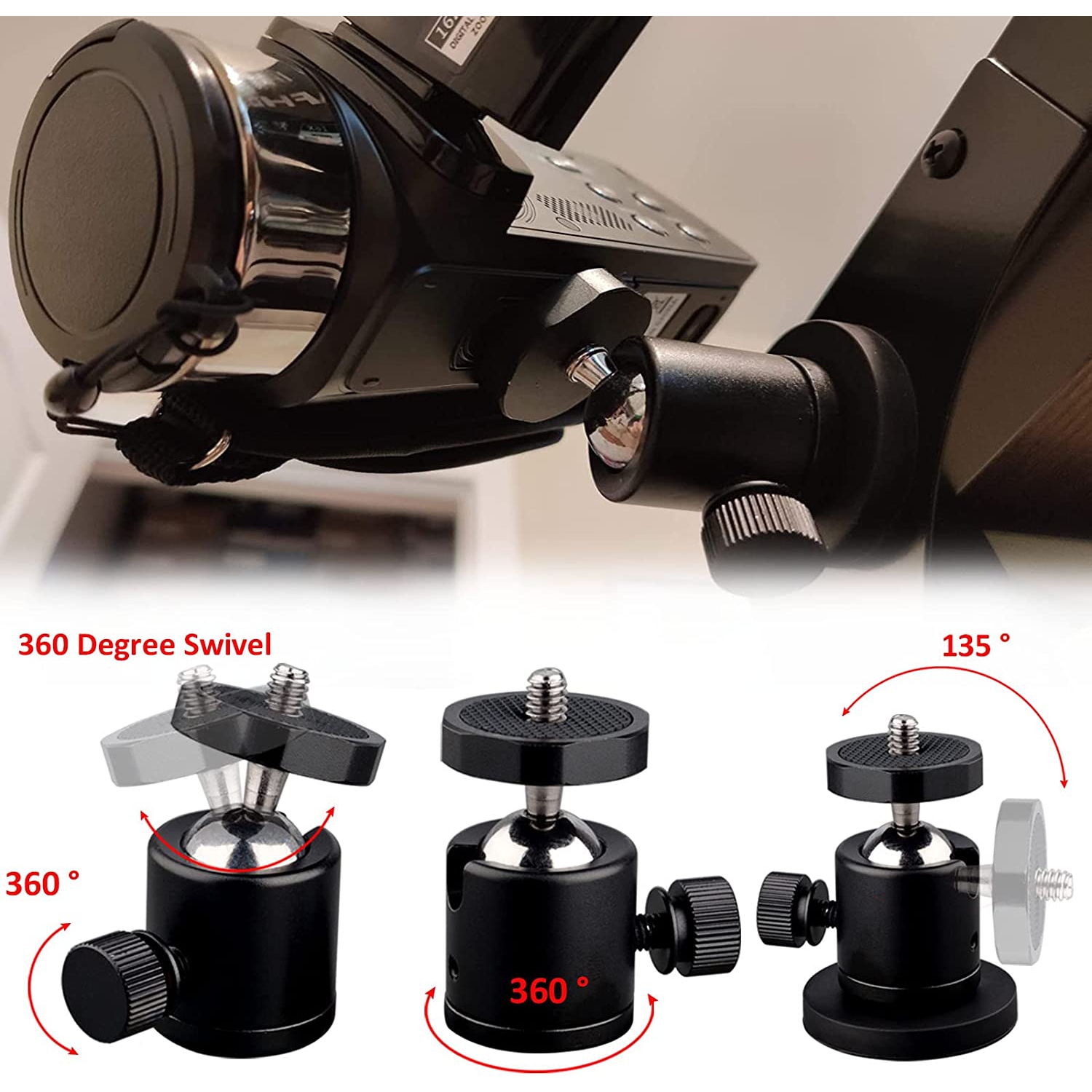 24lb Magnetic Camera Mounting Base with 1/4 Mini Ball Head, Super Strong Rubber Coating Neodymium Magnet with 1/4''-20 Male Thread Stand for Mobile
