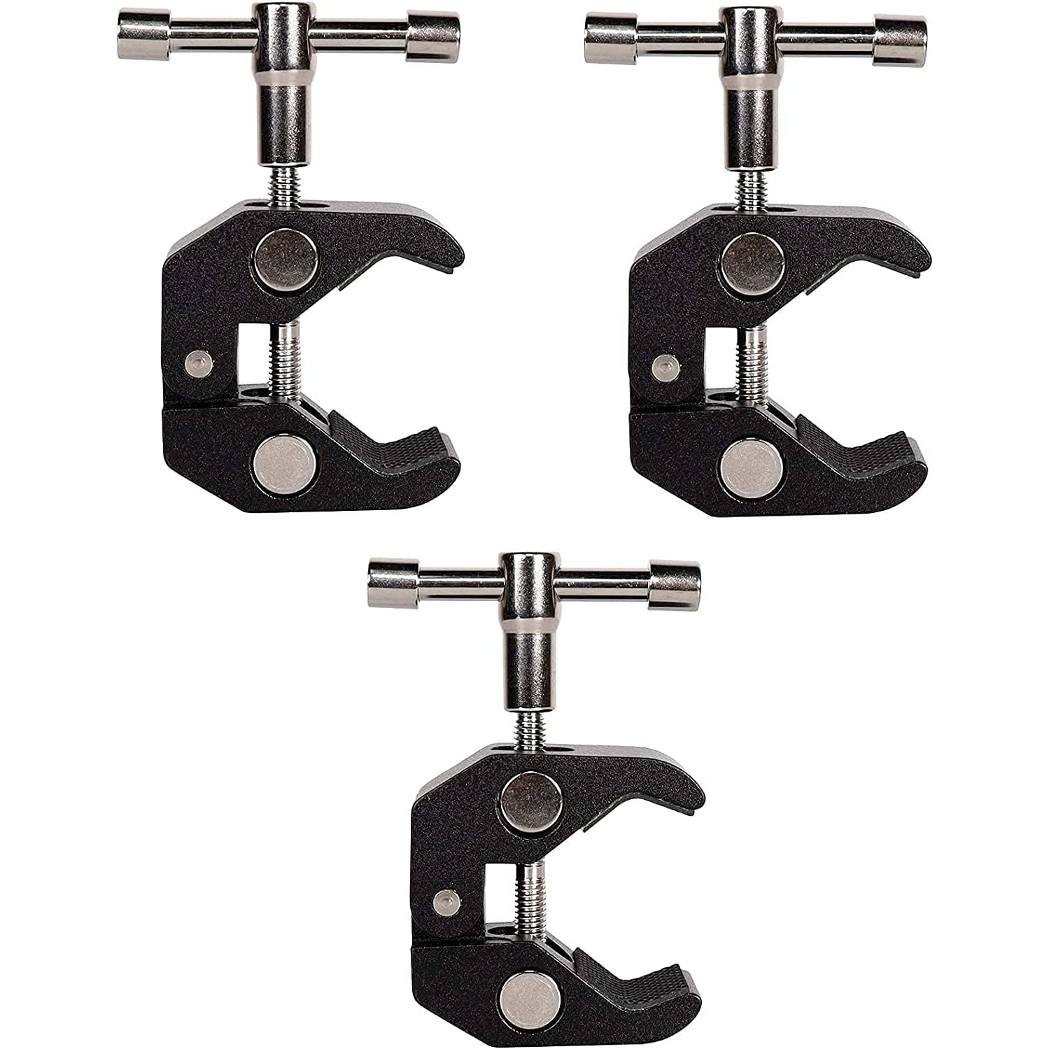 3 Pack Super Clamp with 1/4 and 3/8 Thread Camera Clamp Mount,Crab Clamp Rod Clamp Clip for Cameras, Rods, Lights, Hooks, Shelves, Cross Bars