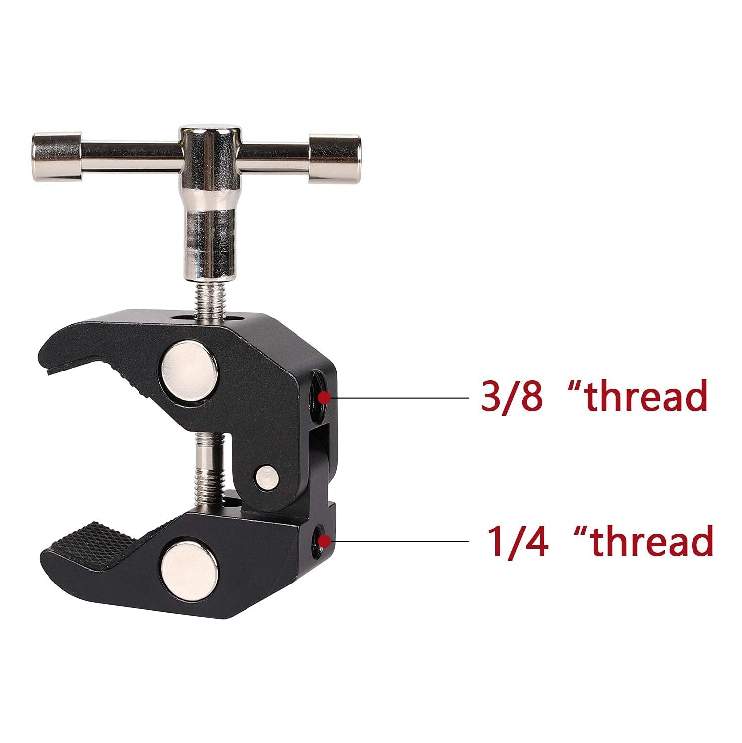 3 Pack Super Clamp with 1/4 and 3/8 Thread Camera Clamp Mount,Crab Clamp Rod Clamp Clip for Cameras, Rods, Lights, Hooks, Shelves, Cross Bars