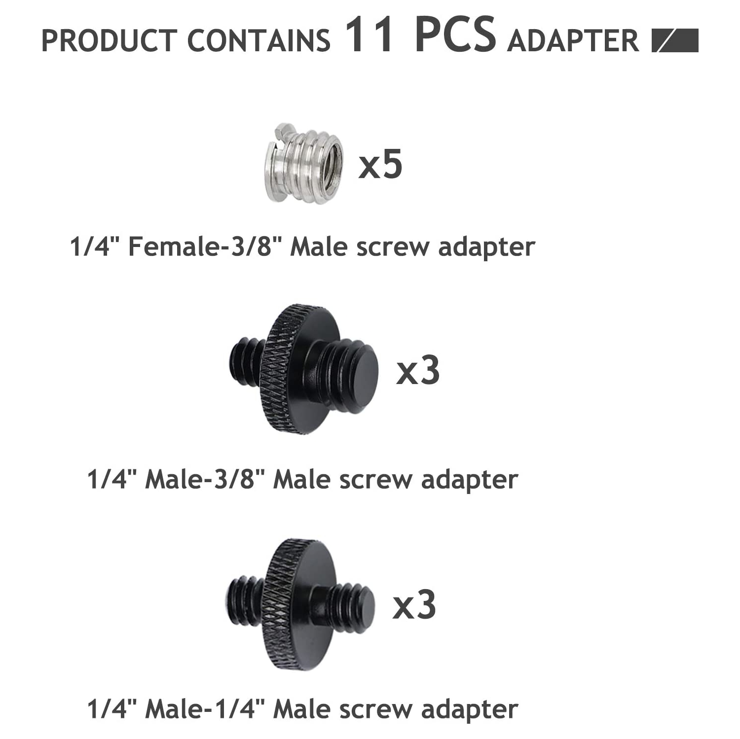 12 Pcs Camera Screw Adapter 1/4' and 3/8' Tripod Mount Converter Set for Camera Mount, Monopod, Ball Head, Light Stand