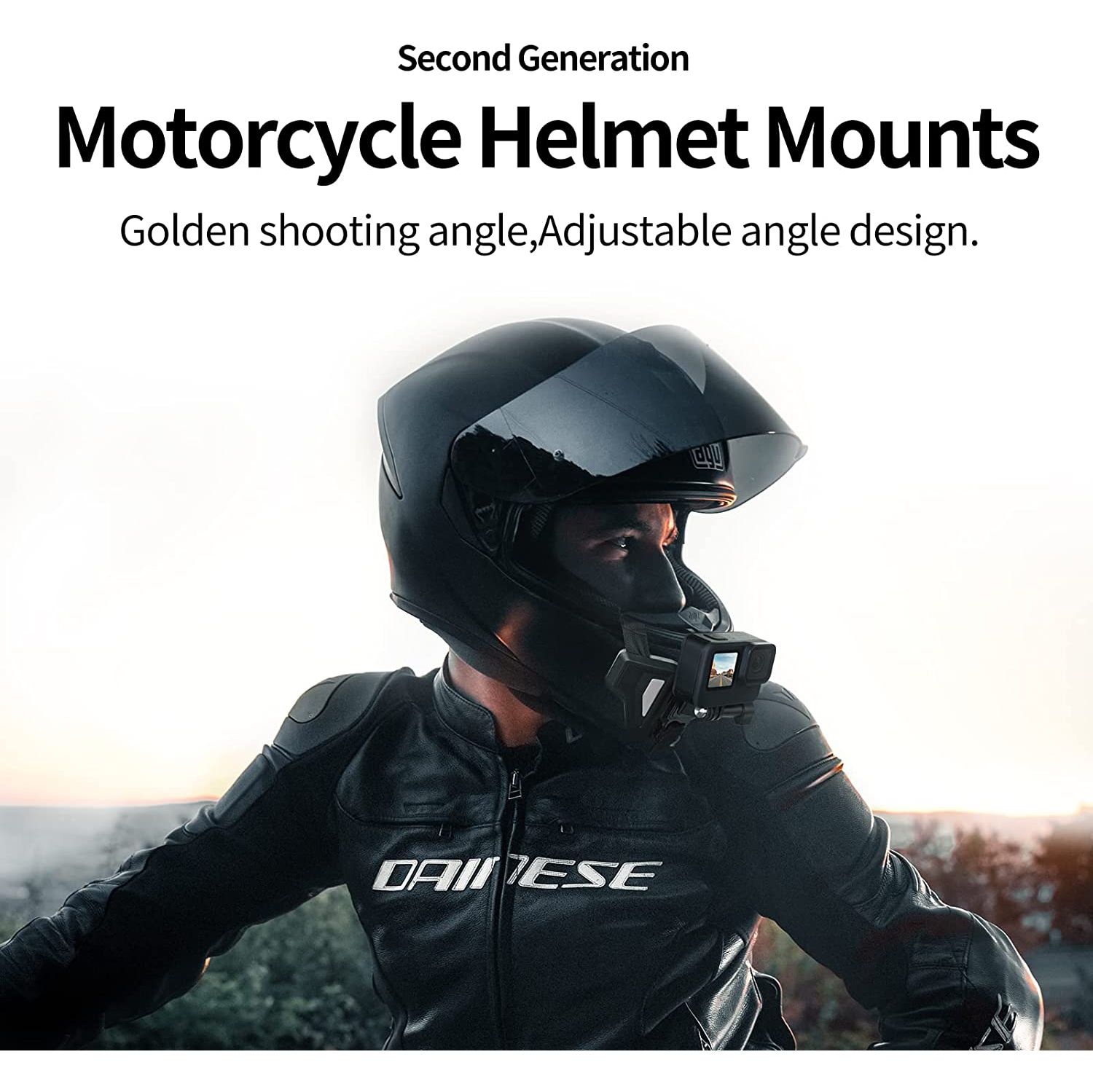 Motorcycle Helmet Chin Mount for GoPro, Claw Clamp Body Strap Fit for Most Helmets Stable Fast Release Riding Cycling Accessories for Go Pro Max Hero