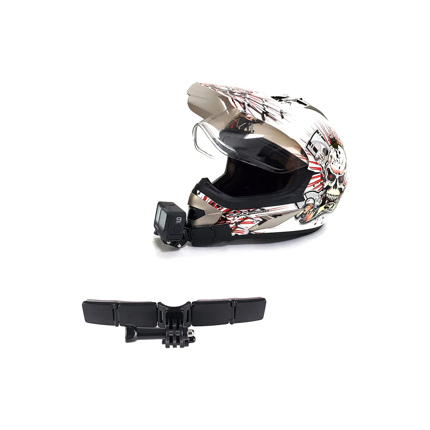 Trousses de fixation pour casque de moto avec supports adhésifs incurvés pour GoPro Hero 9, 8, 7,, 6 5 4 3, Hero Black, session, Xiaomi Yi, SJCAM,