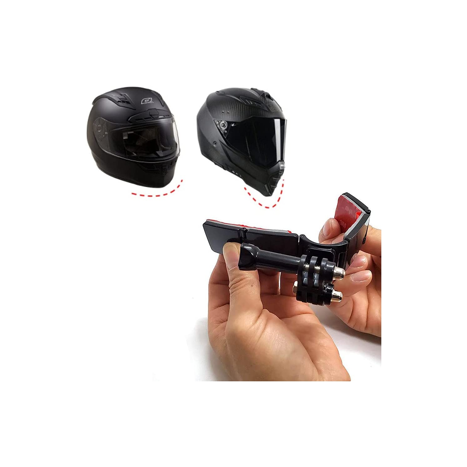 Trousses de fixation pour casque de moto avec supports adhésifs incurvés pour GoPro Hero 9, 8, 7,, 6 5 4 3, Hero Black, session, Xiaomi Yi, SJCAM,