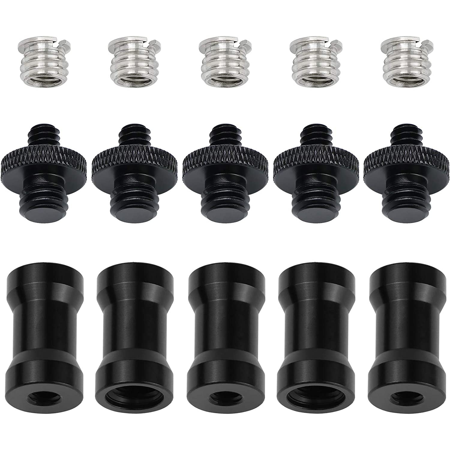 15 Pieces 1/4' 3/8' Light Stand Adapter, Tripod Screw Adapter Converter for DSLR Camera Tripod, Shoulder Rig, Flash Light Stand, Camera Cage,