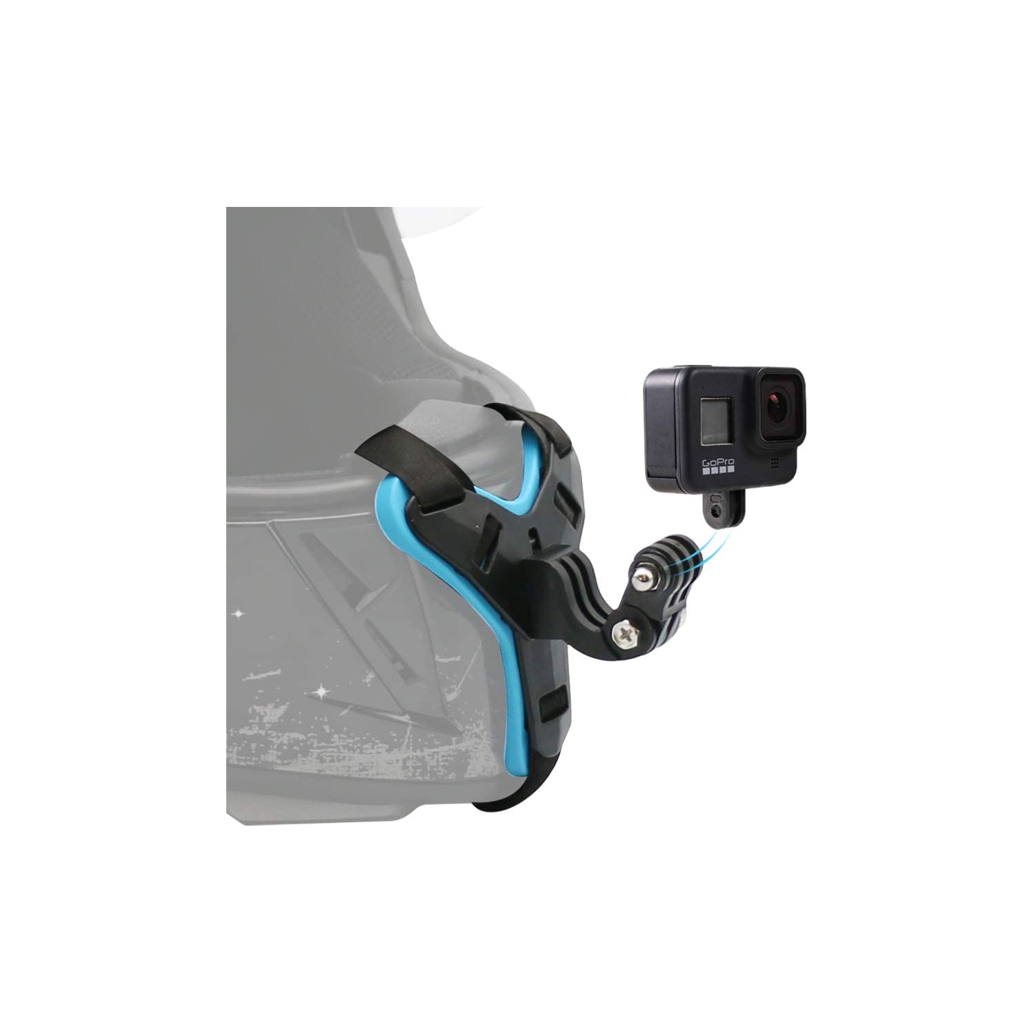 Motorcycle Helmet Chin Strap Mount for GoPro Hero 10/9/8/7/(2018)/6/5 Black,DJI Osmo Action 2,Insta360 ONE R,AKASO/Campark/YI and More