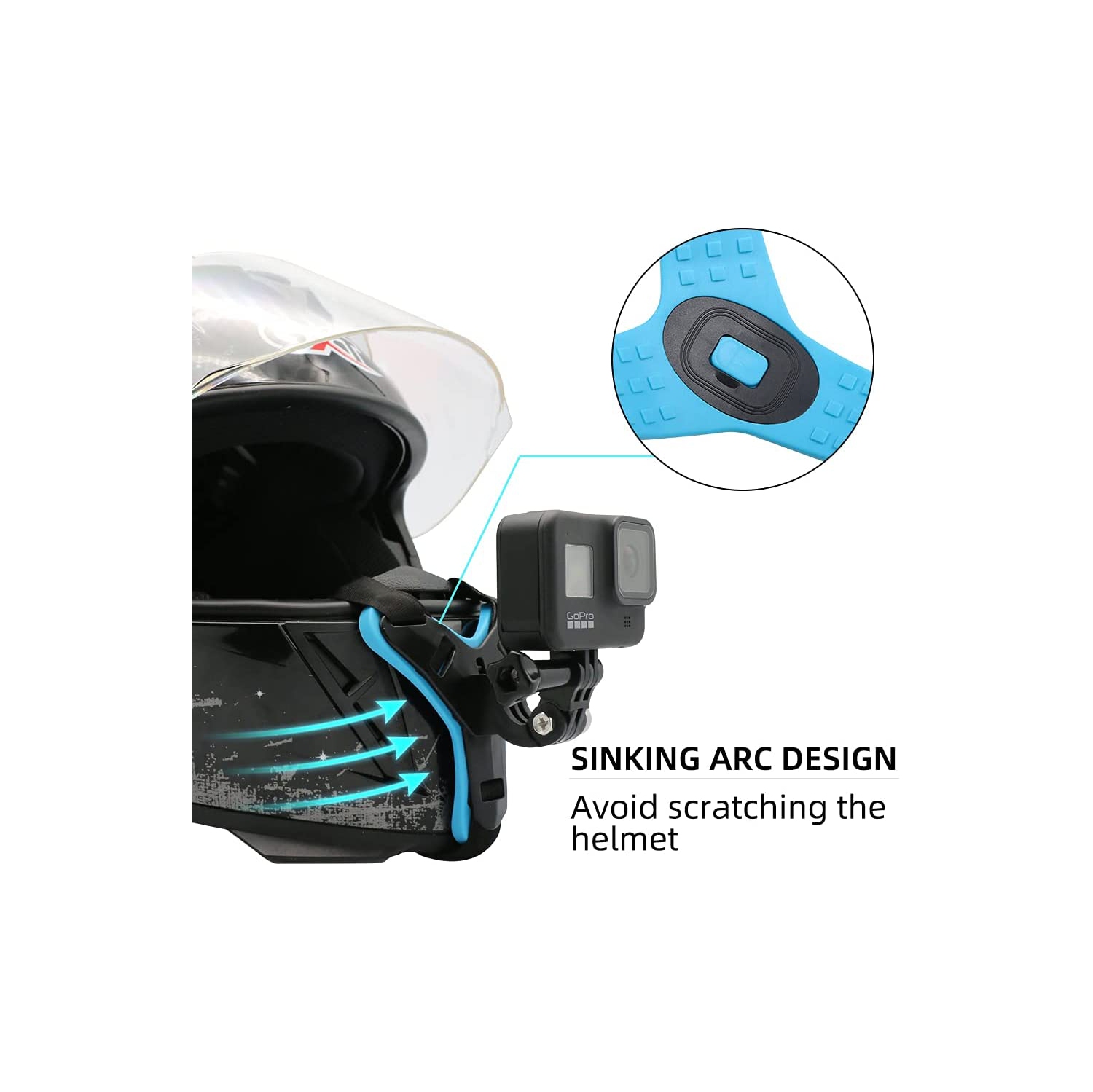 Motorcycle Helmet Chin Strap Mount for GoPro Hero 10/9/8/7/(2018)/6/5 Black,DJI Osmo Action 2,Insta360 ONE R,AKASO/Campark/YI and More
