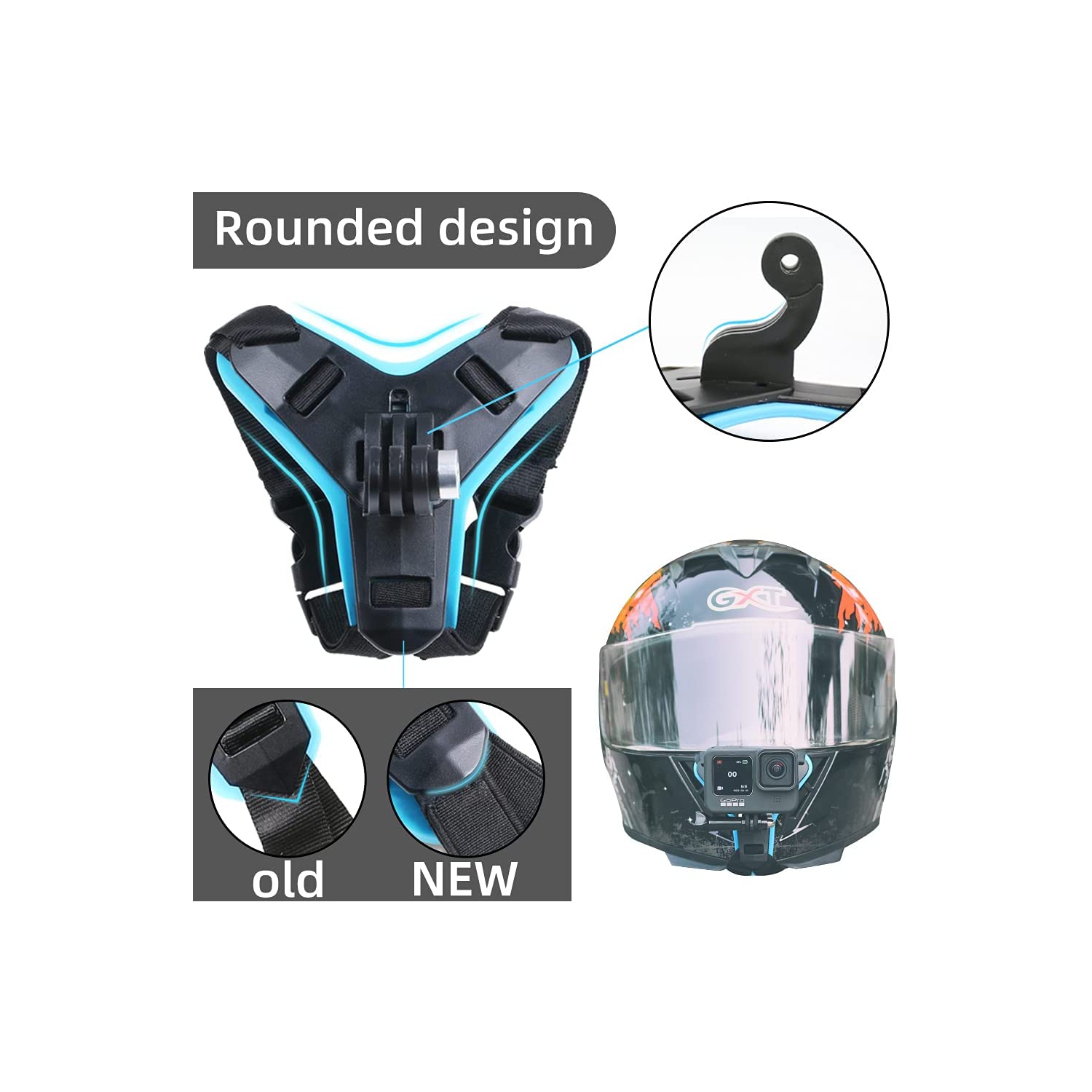 Motorcycle Helmet Chin Strap Mount for GoPro Hero 10/9/8/7/(2018)/6/5 Black,DJI Osmo Action 2,Insta360 ONE R,AKASO/Campark/YI and More