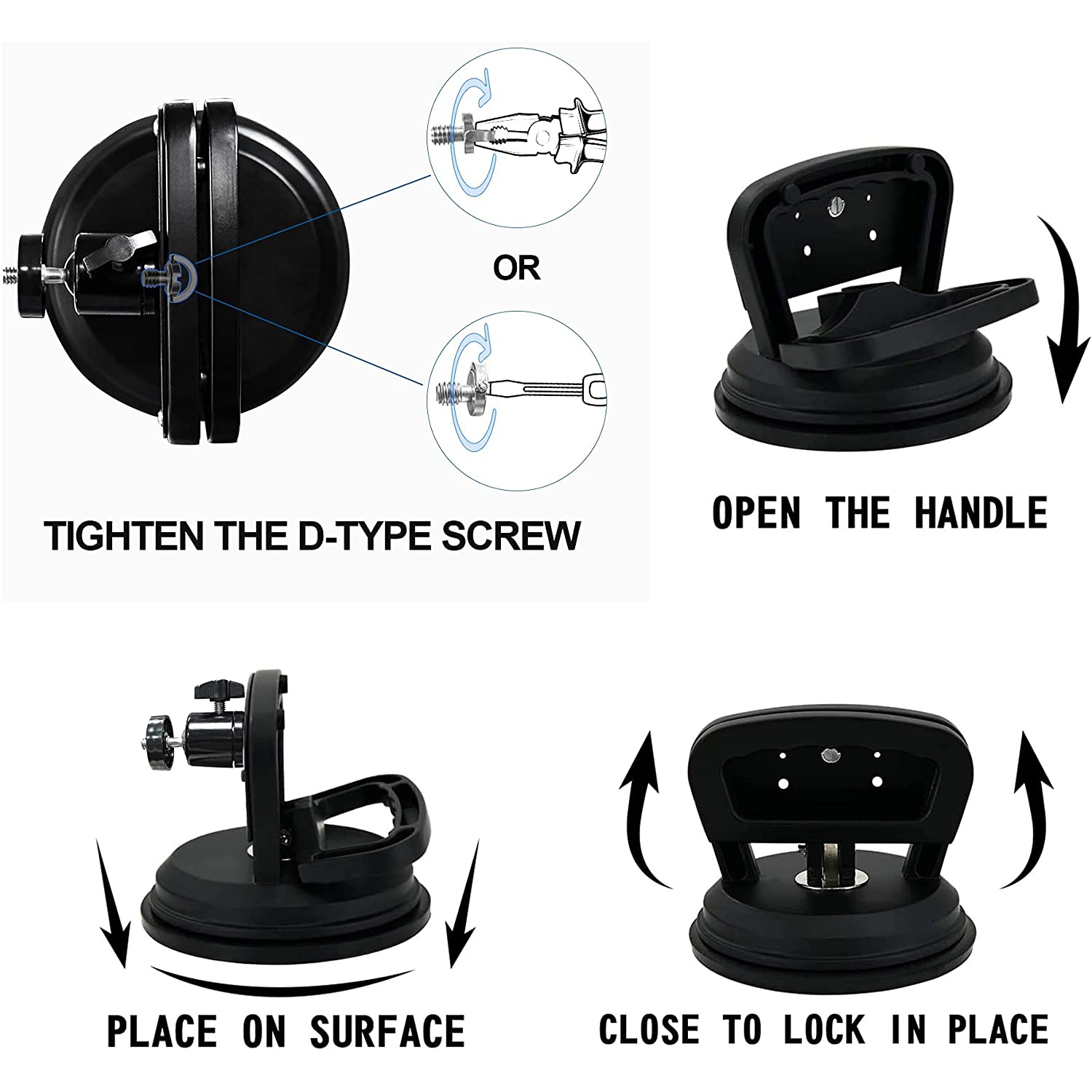 Suction Cup Mount for Heavy Duty DSLR/NuCam WR/Gopro, Strong 5' Diameter Suction Base ABS, Perfect for Car/Boat/Frame/Window, Aluminum with 360°