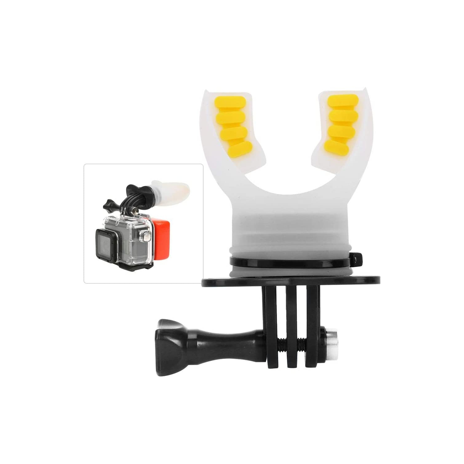 Mouth Bite Mount Mouthpiece Holder Adapter Surfing Diving Skating with Floaty and Neck Lanyard for Gopro Hero 7/6/5/4/3/3+ for SJCAM for XiaoYi