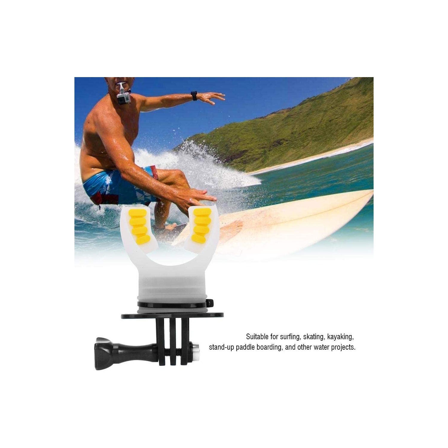 Mouth Bite Mount Mouthpiece Holder Adapter Surfing Diving Skating with Floaty and Neck Lanyard for Gopro Hero 7/6/5/4/3/3+ for SJCAM for XiaoYi