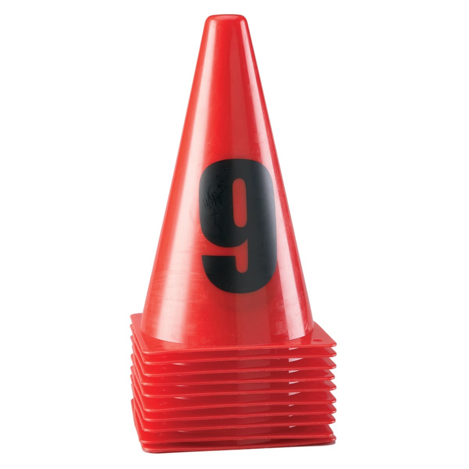 PRISP Numbered Sports Training Cones - 9 Inch Field Markers for Soccer and More, Set of 10