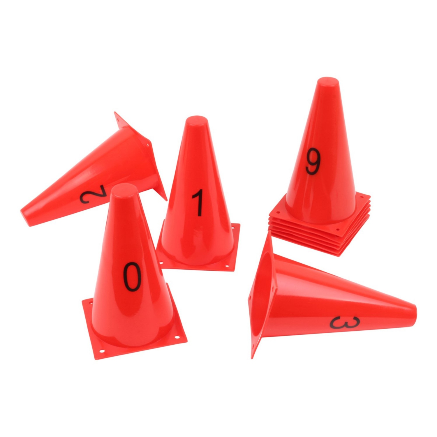 PRISP Numbered Sports Training Cones - 9 Inch Field Markers for Soccer and More, Set of 10
