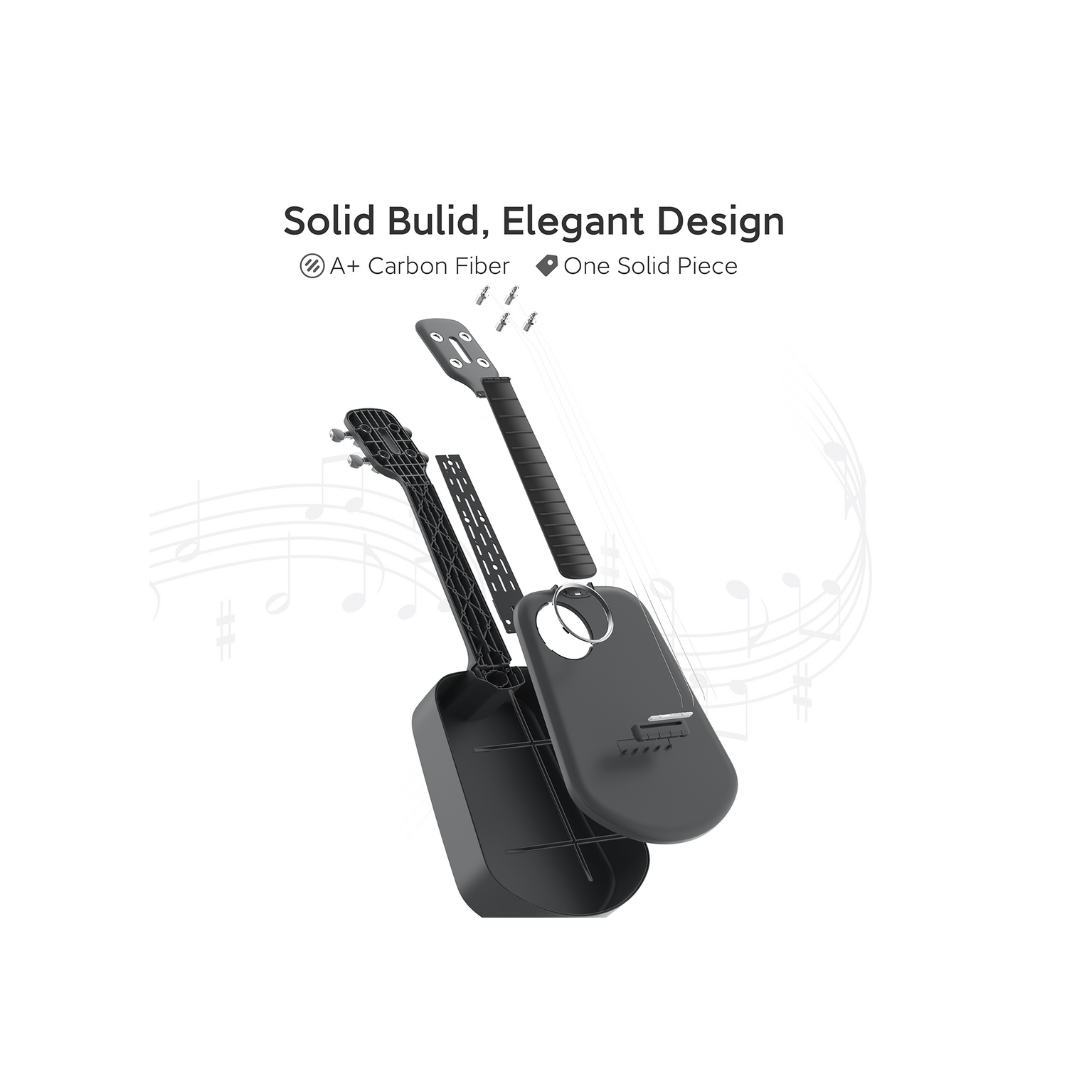 Ukulélé intelligent série en fibre de carbone série 2 de populaire - Blanc