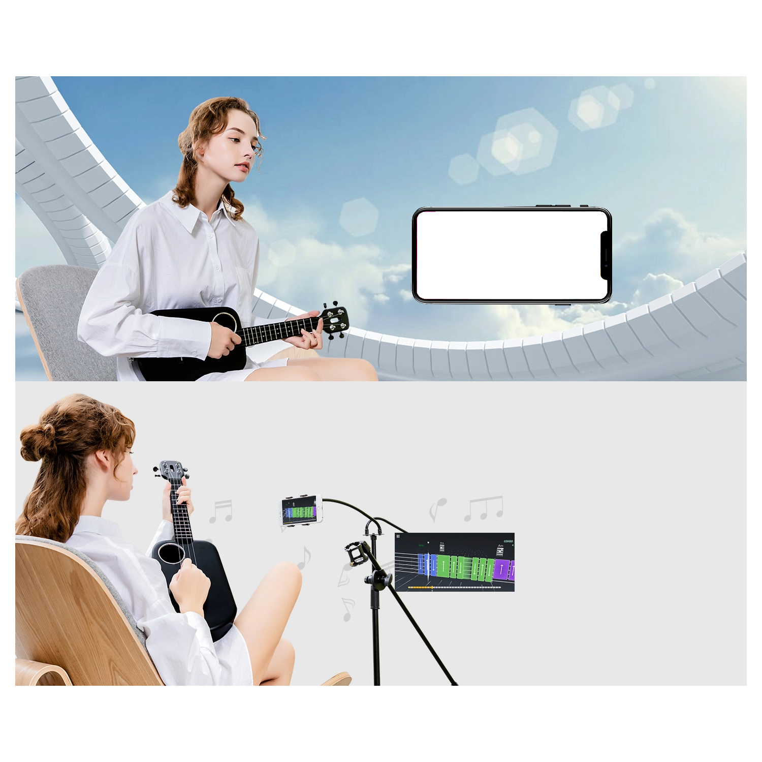 Ukulélé intelligent série en fibre de carbone série 2 de populaire - Rose