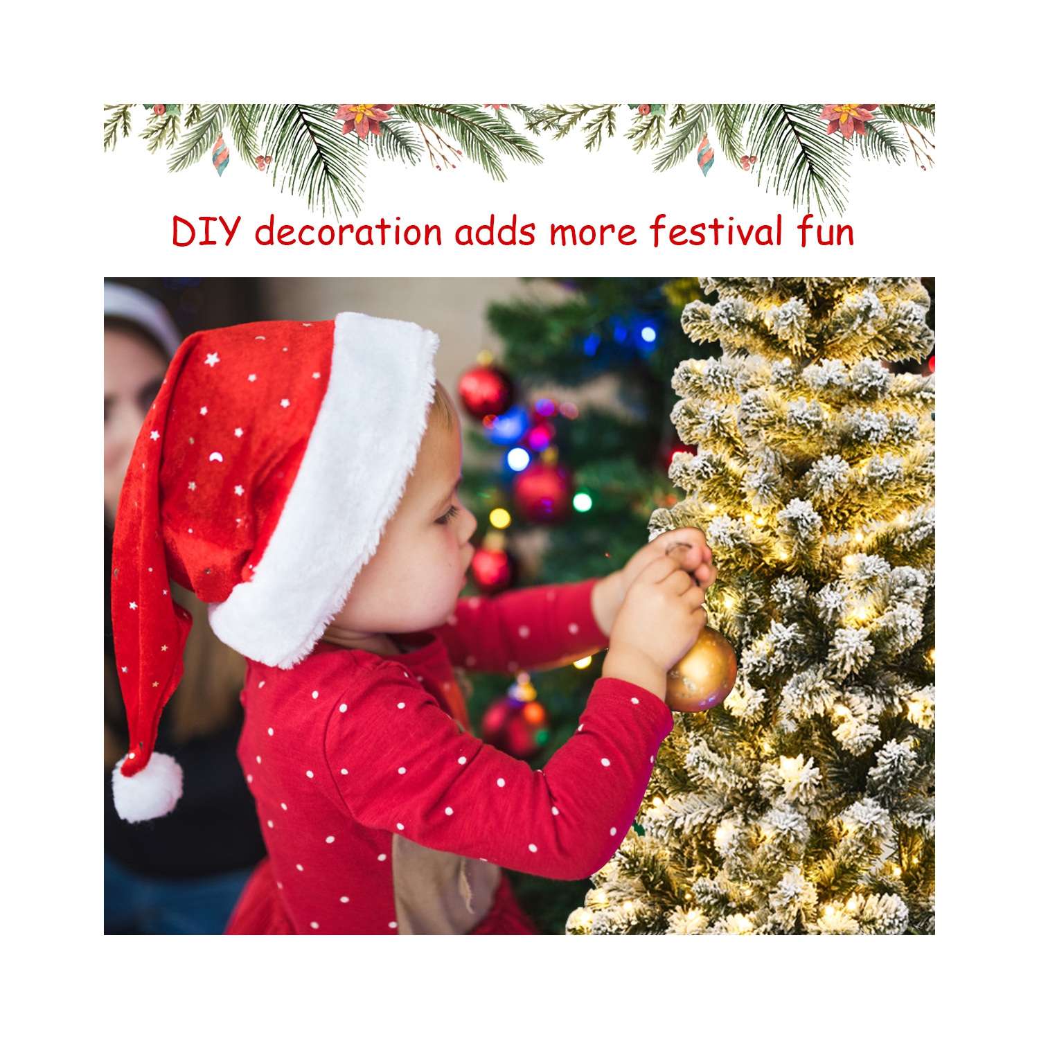 Topbuy 4.5FT/6FT/7.5FT Snow Flocked Pencil Pre-lit Christmas Tree with Flexible Stand Thick Leaves LED Lights