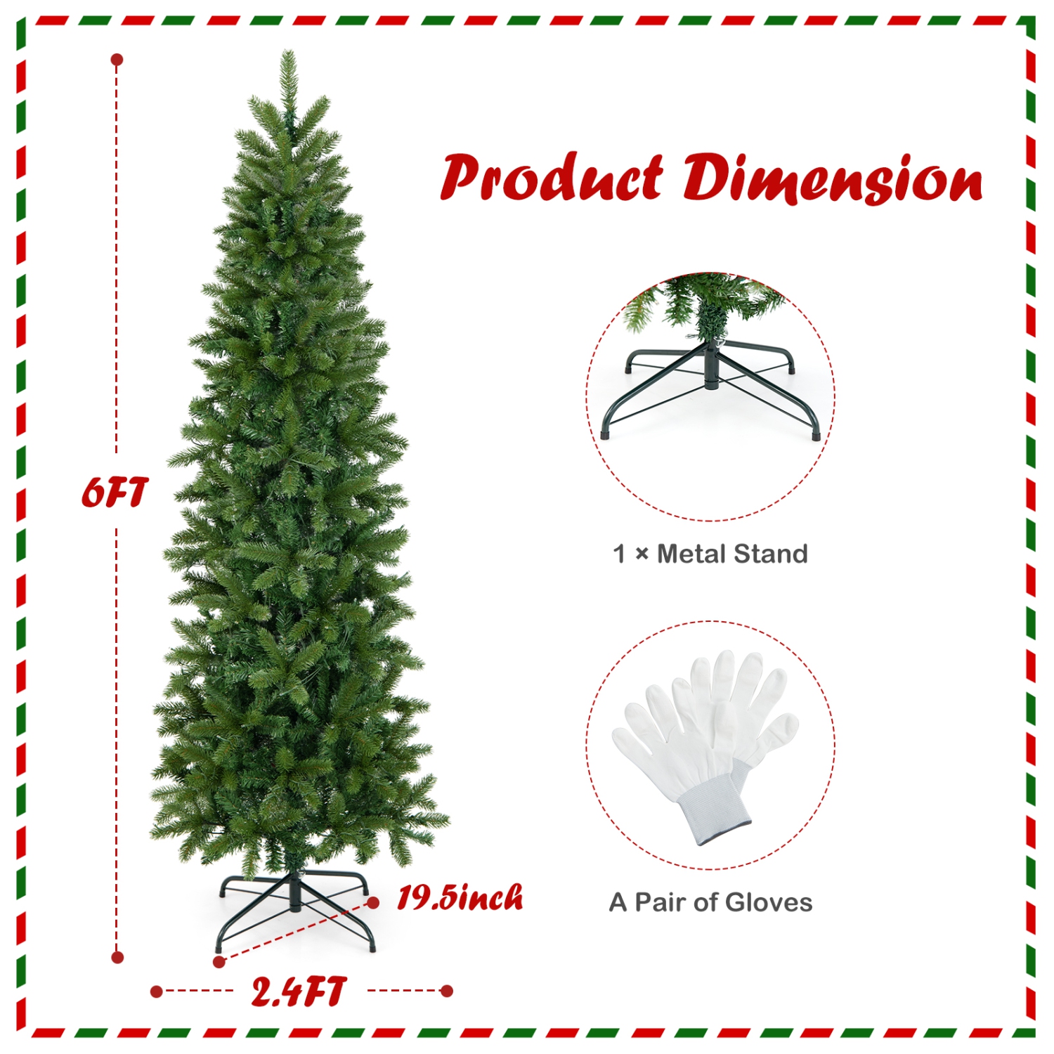 Topbuy 6 ft/7.5 ft Full Artificial Christmas Tree Pre-lit Christmas Tree w/Warm White & Multi-color LED Lights Foldable Metal Stand