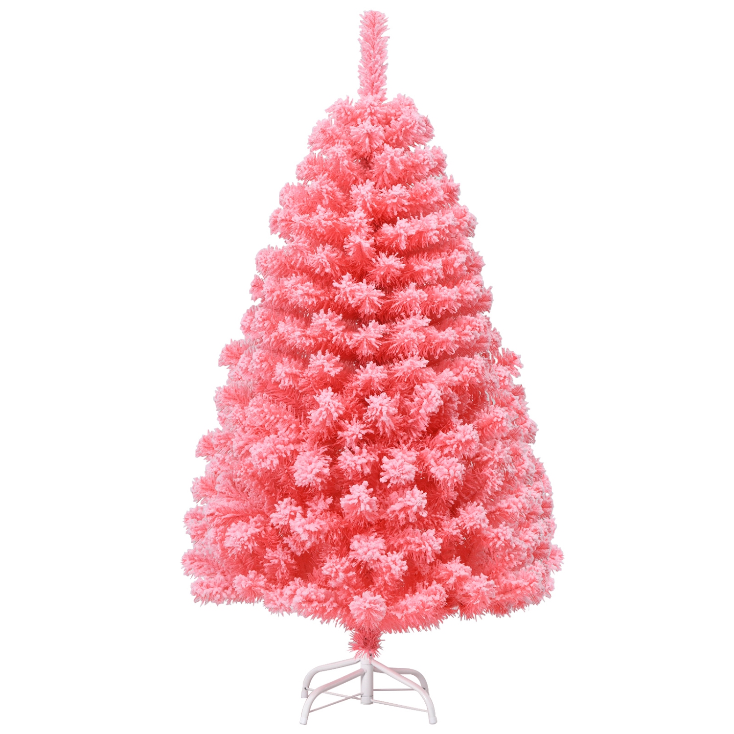 Arbre de Noël rose de 4.5 pi avec 348 embouts en PVC floqué à la neige et support en métal de TopBuy