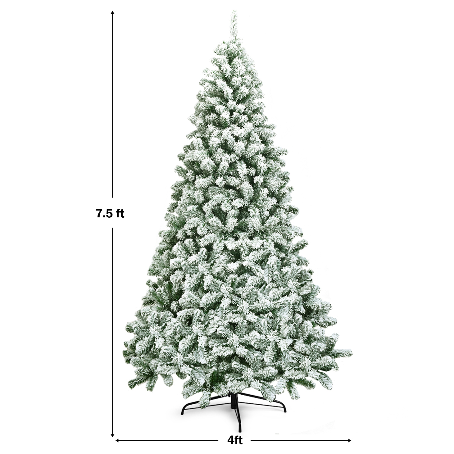 Topbuy 4.5FT/6FT/7.5FT Artificial Hinged Christmas Pines Tree Snow Flocked Decoration Tree