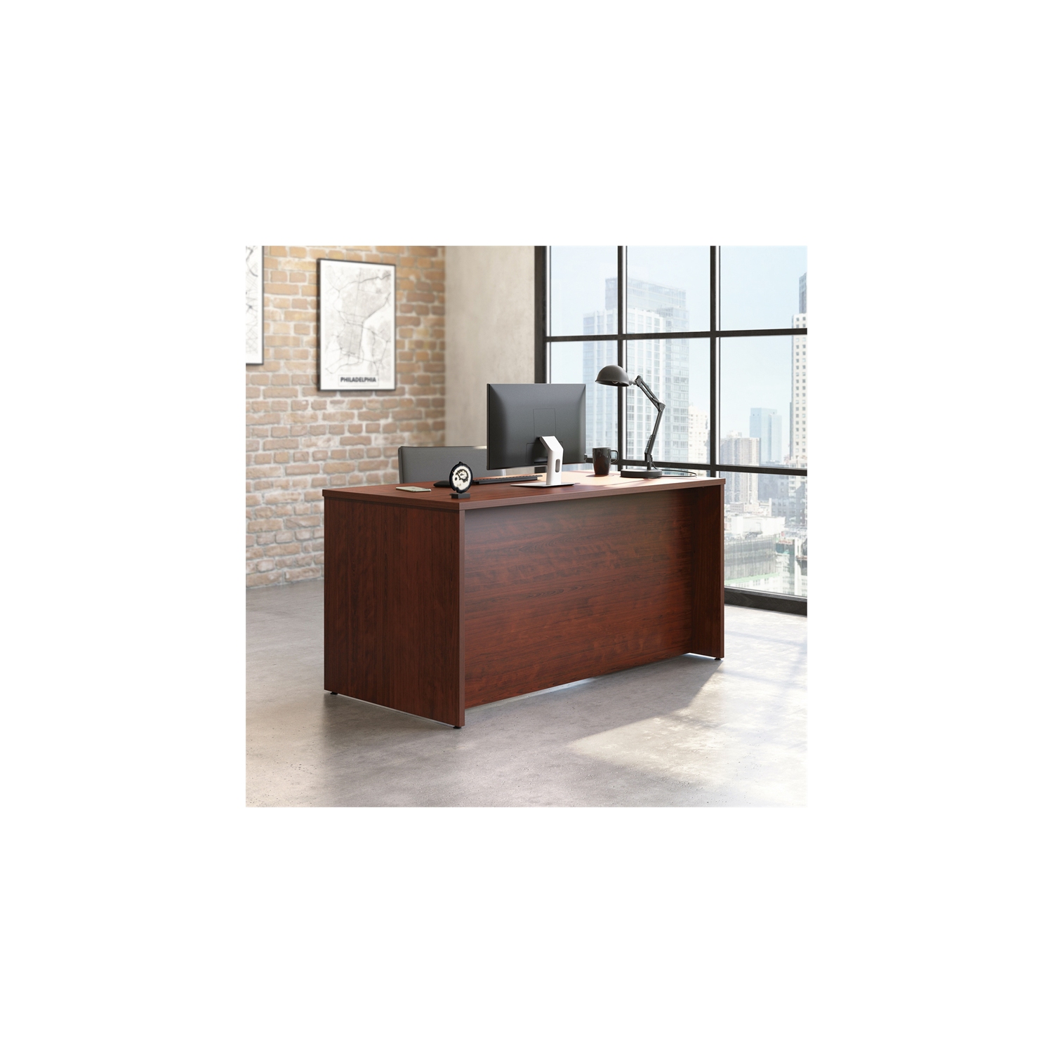 Sauder Affirm Transitional Engineered Wood Desk in Classic Cherry