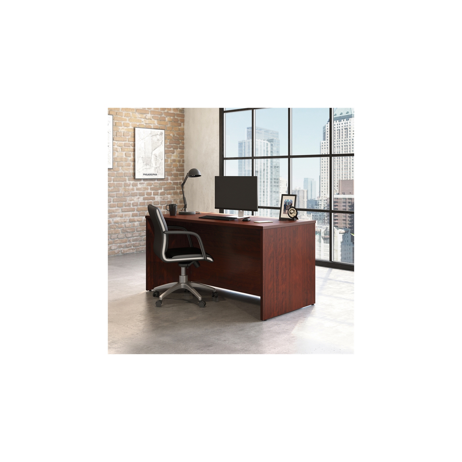 Sauder Affirm Transitional Engineered Wood Desk in Classic Cherry