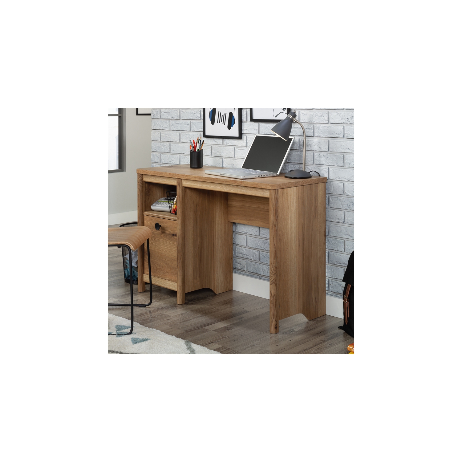 Sauder – Bureau en bois d’ingénierie transitionnel Dover Edge, chêne du bois
