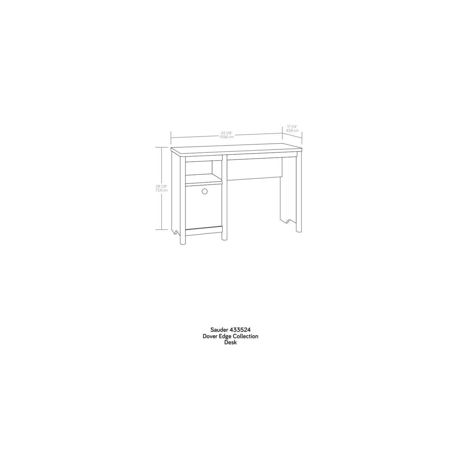 Sauder – Bureau en bois d’ingénierie transitionnel Dover Edge, chêne du bois