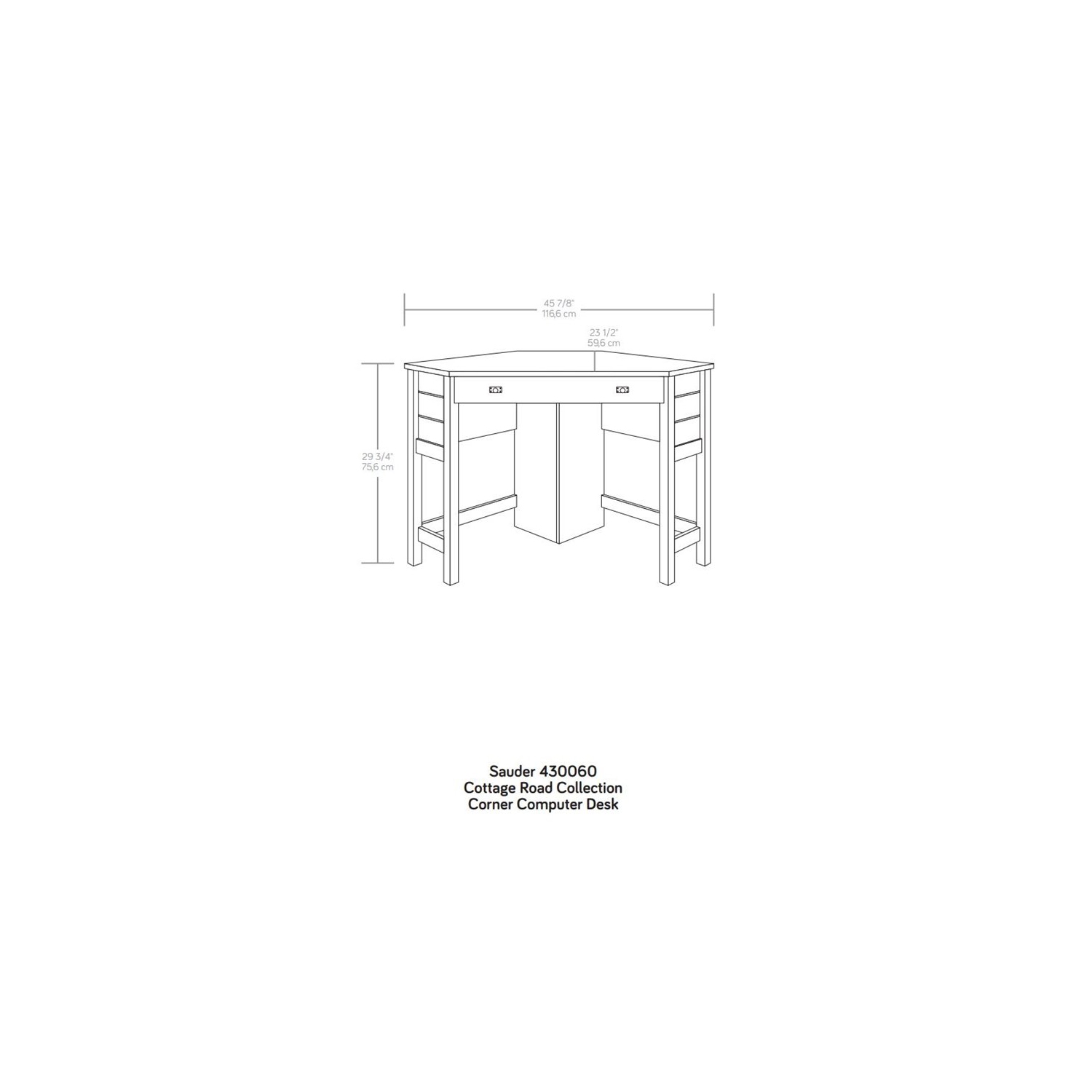 Sauder – Bureau d’angle en bois d’ingénierie Cottage Road, chêne mystique