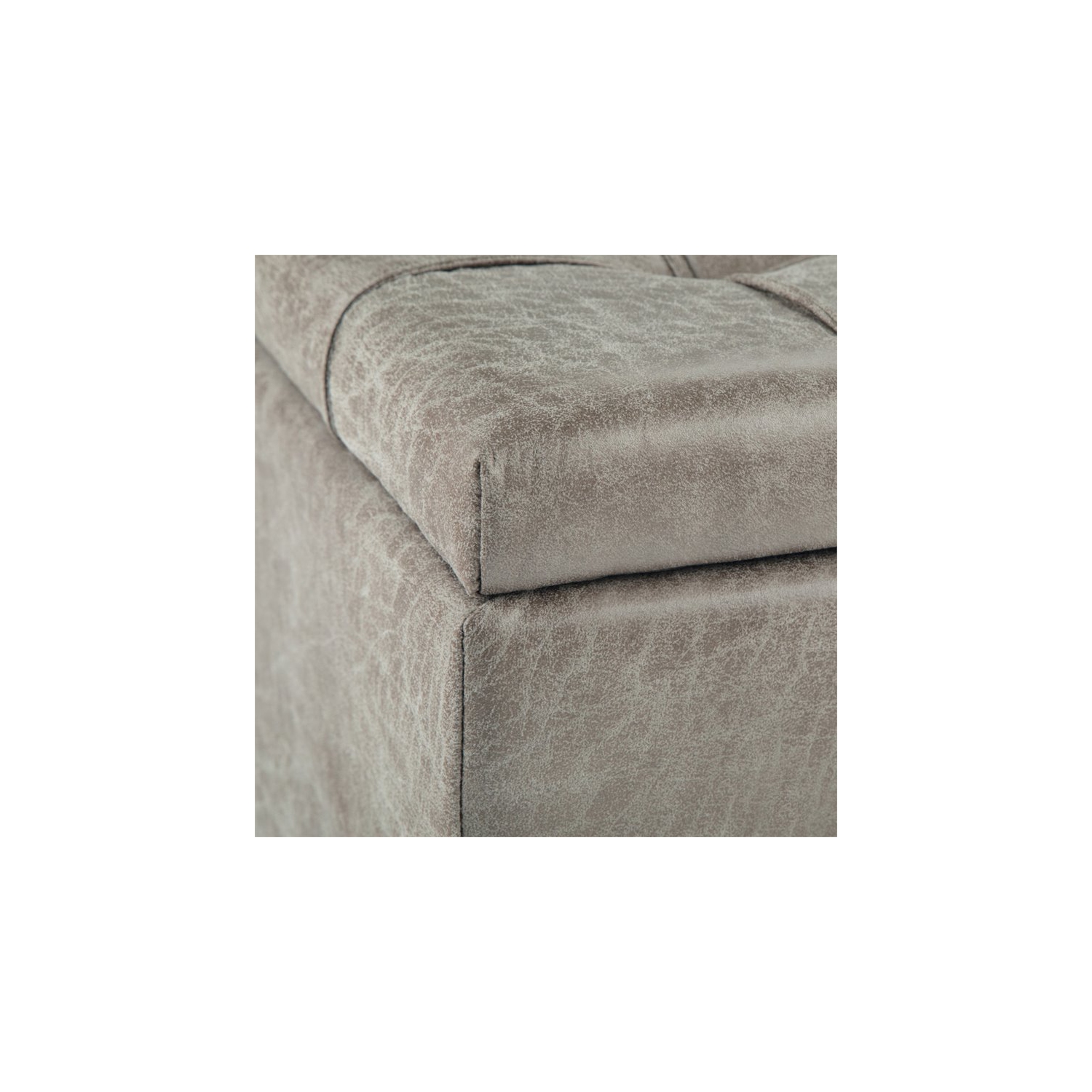 Harrison 36"W Coffee Table Storage Ottoman in Distressed Gray Taupe Faux Leather