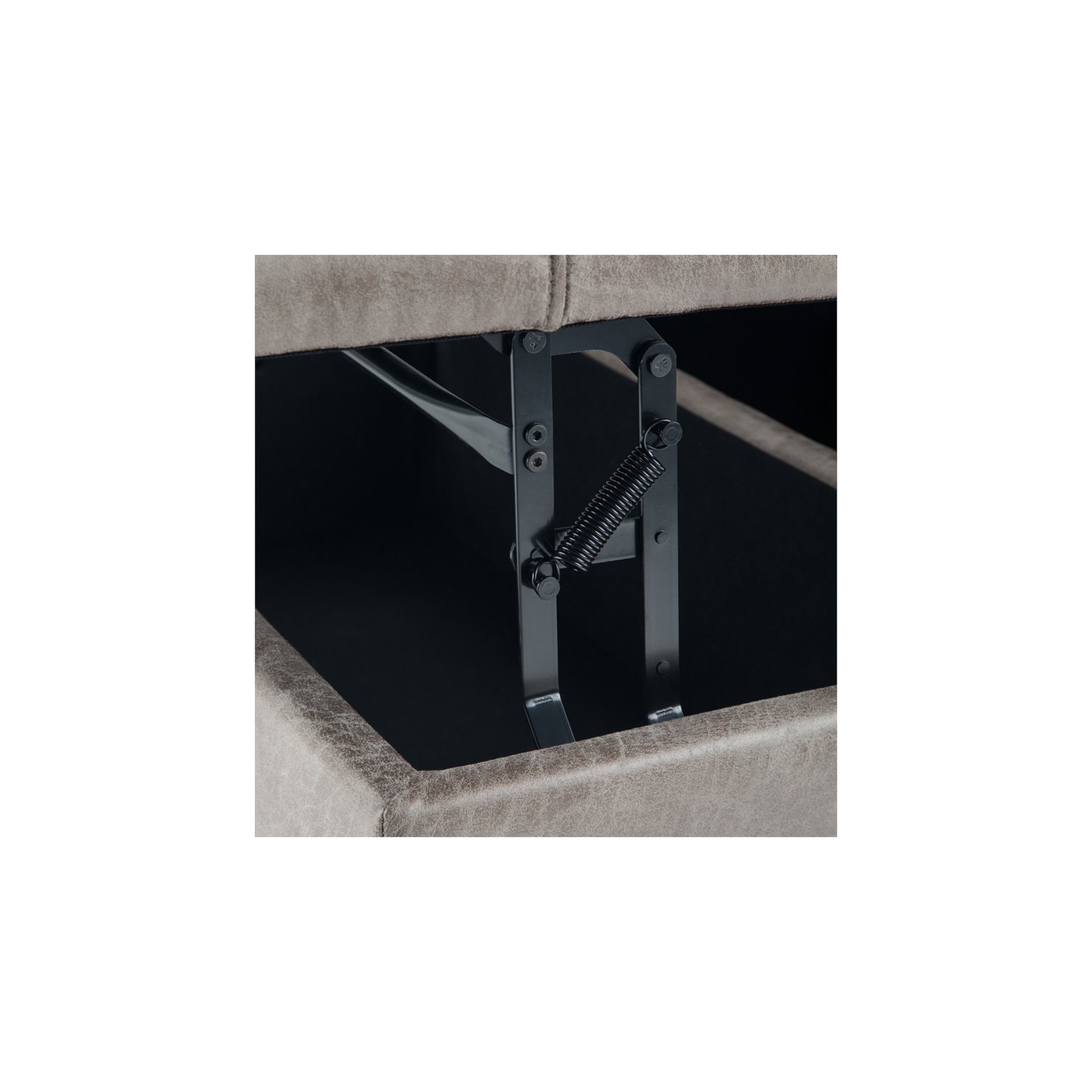 Harrison 36"W Coffee Table Storage Ottoman in Distressed Gray Taupe Faux Leather