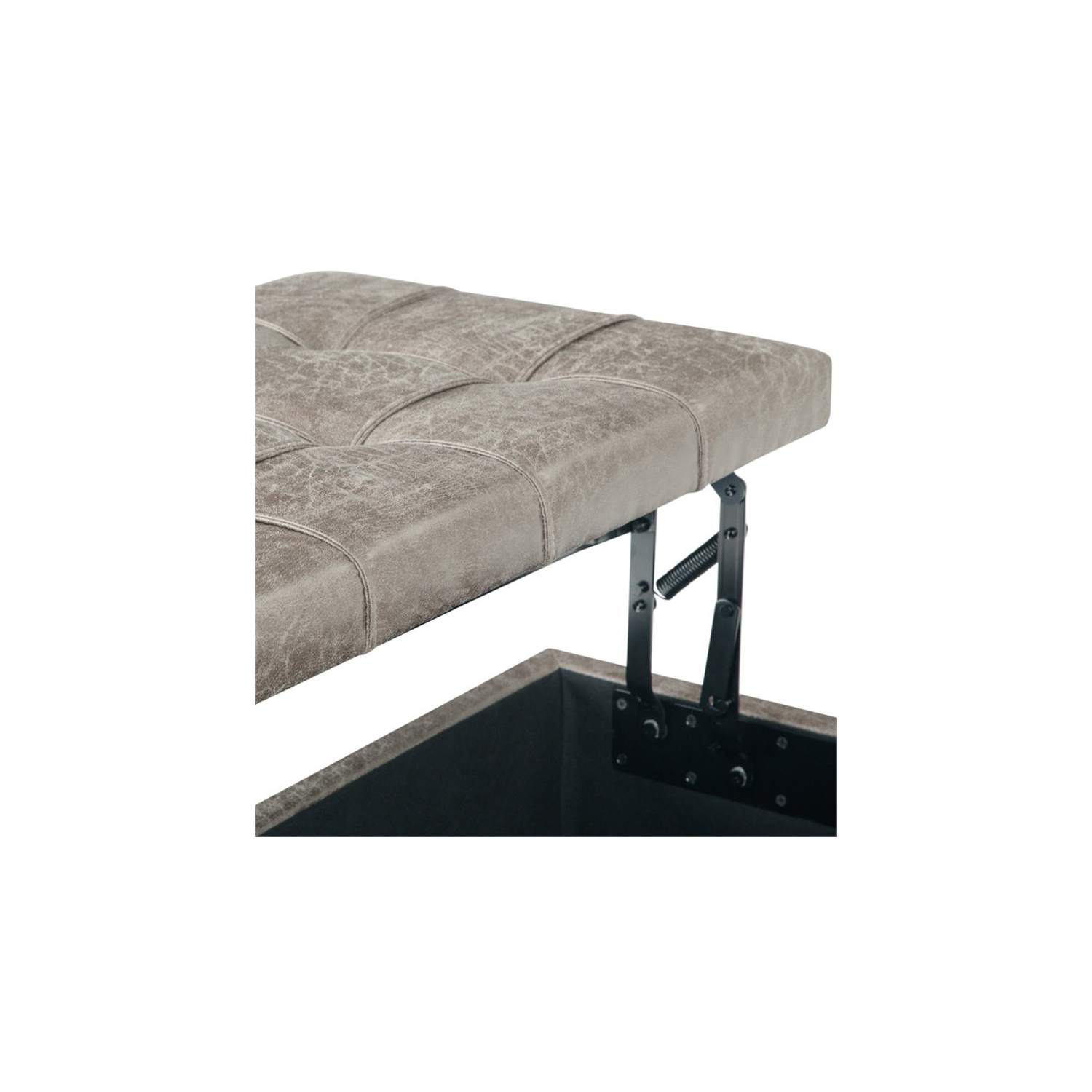 Harrison 36"W Coffee Table Storage Ottoman in Distressed Gray Taupe Faux Leather