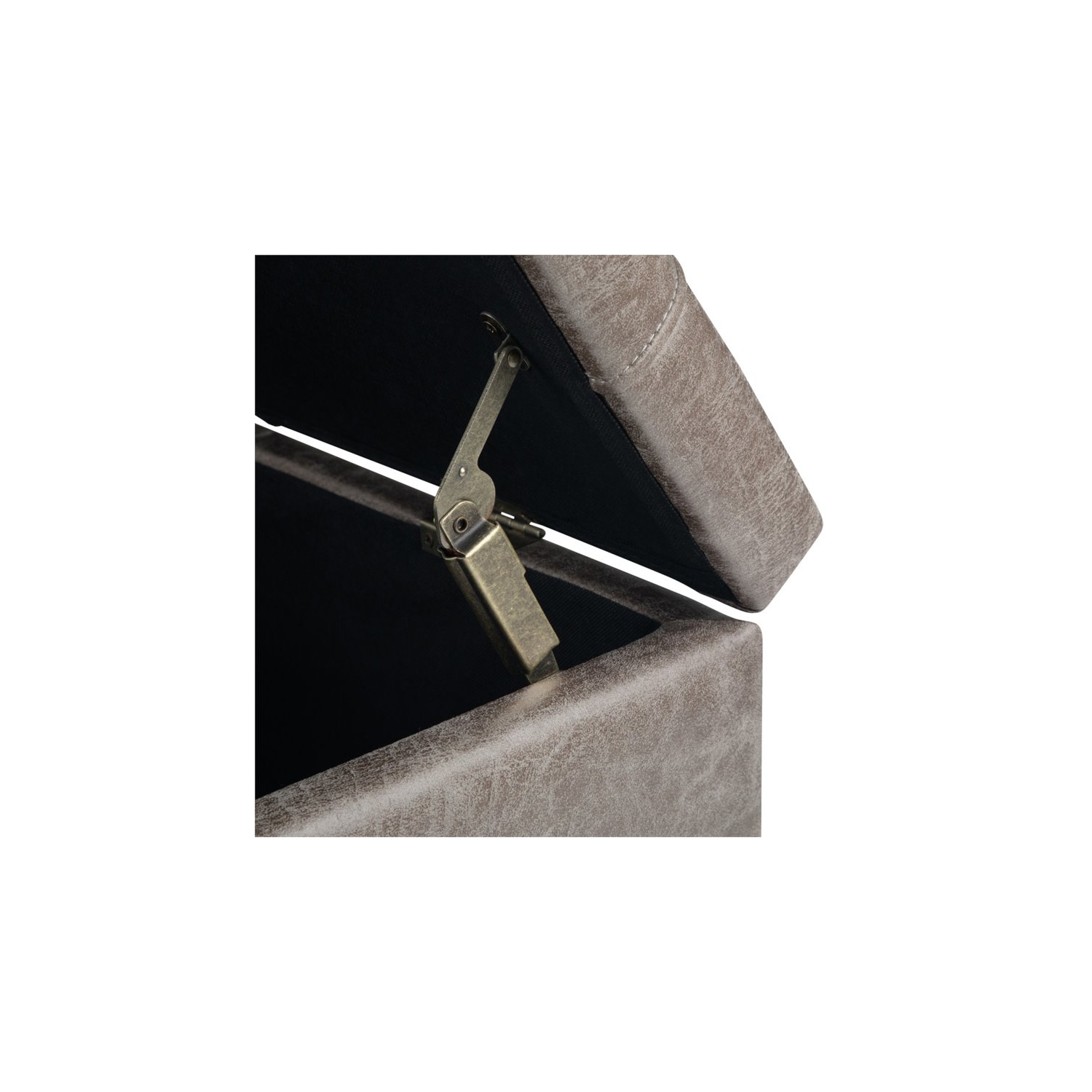 Harrison 36"W Coffee Table Storage Ottoman in Distressed Gray Taupe Faux Leather