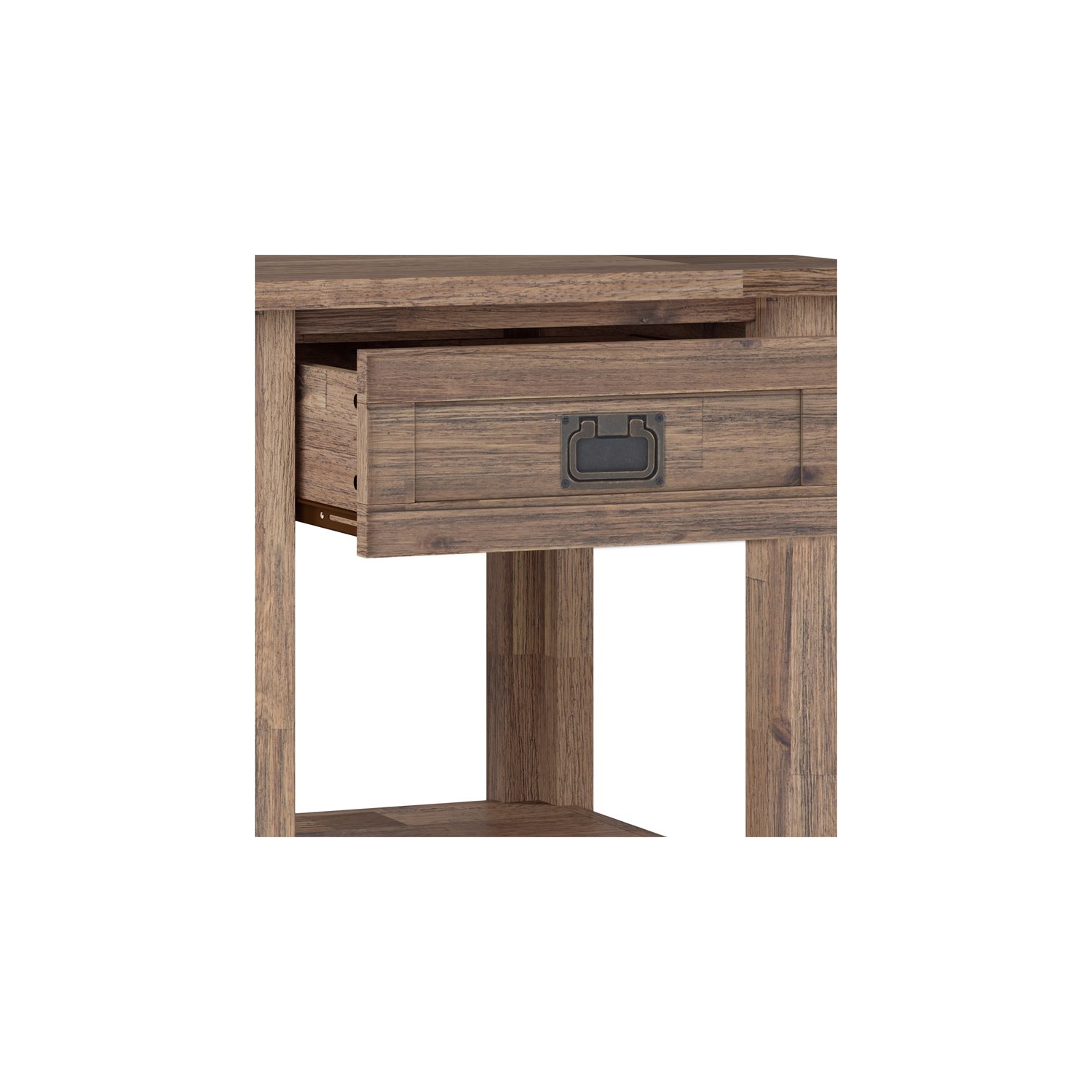 Simpli Home Monroe 22" Square Rustic Solid Wood End Table in Rustic Aged Brown