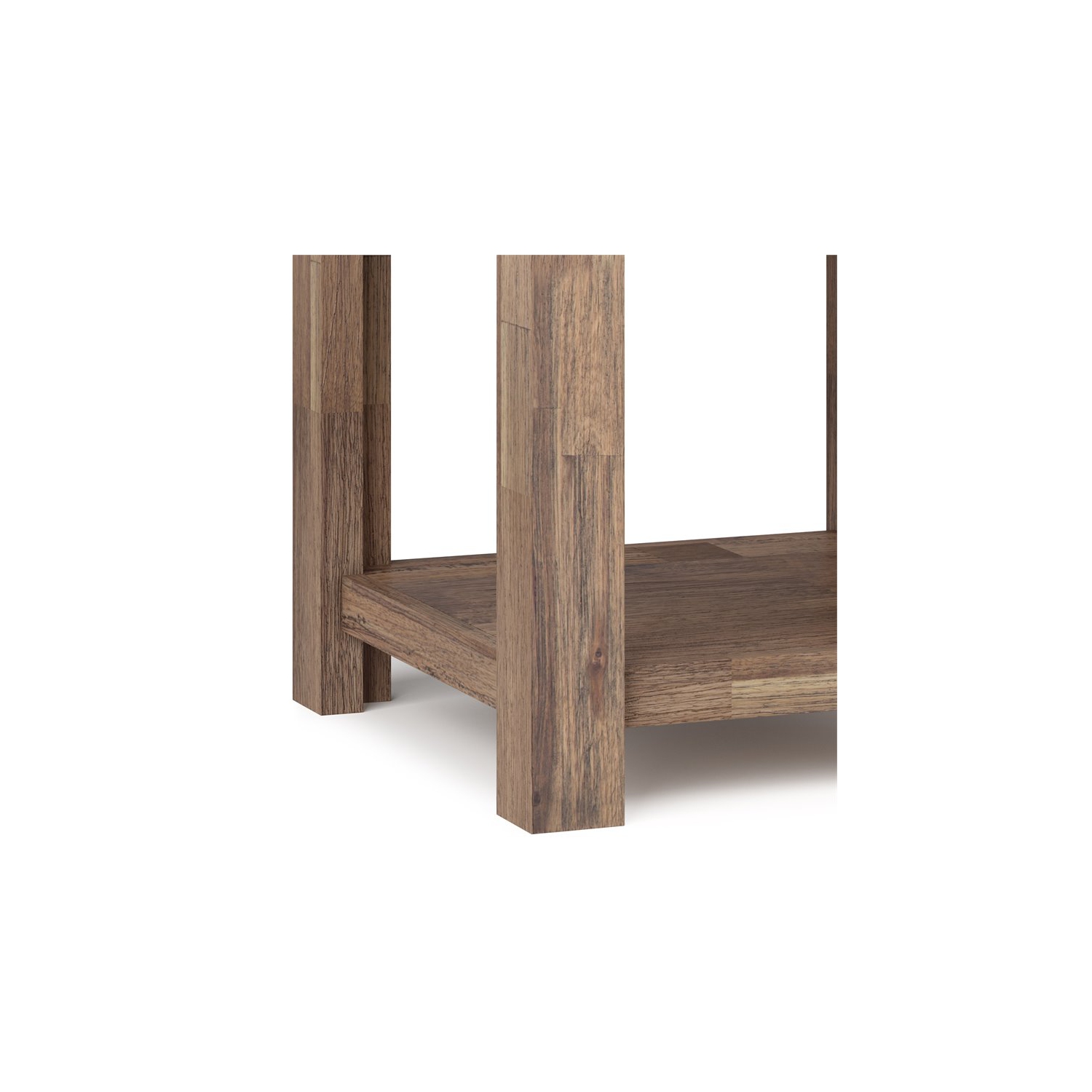 Simpli Home Monroe 22" Square Rustic Solid Wood End Table in Rustic Aged Brown